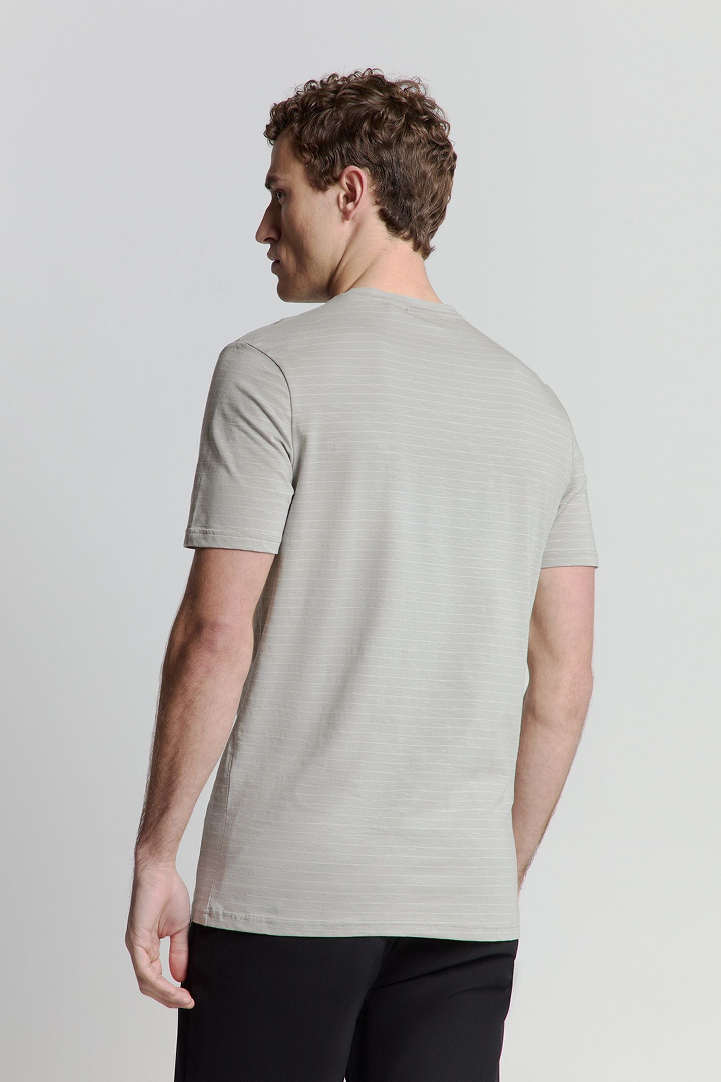 T-SHIRT CREWNECK SMALL PIN STRIPE MID GREY 3