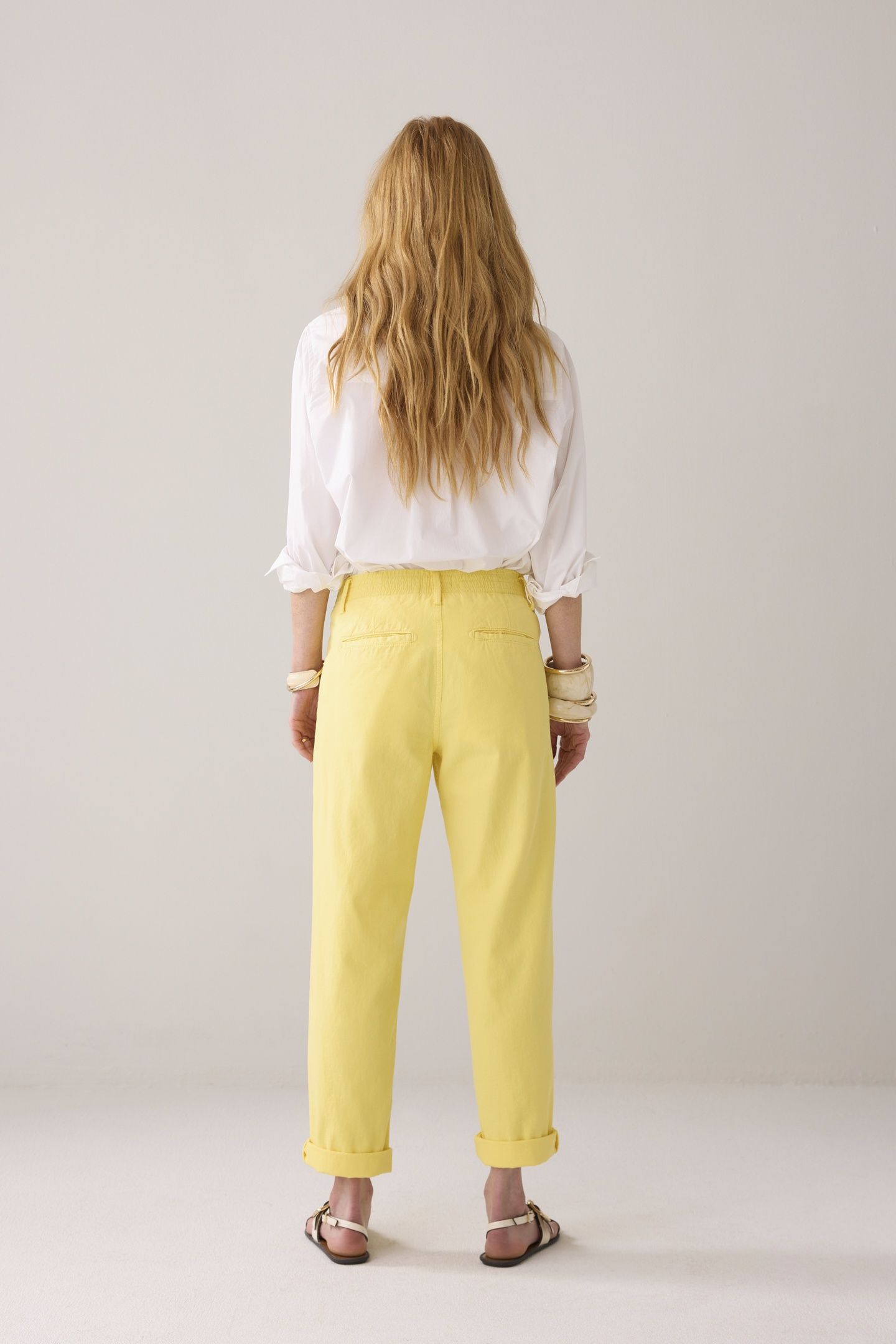 TAPERED CHINO COTTON LINEN TWILL YELLOW 3