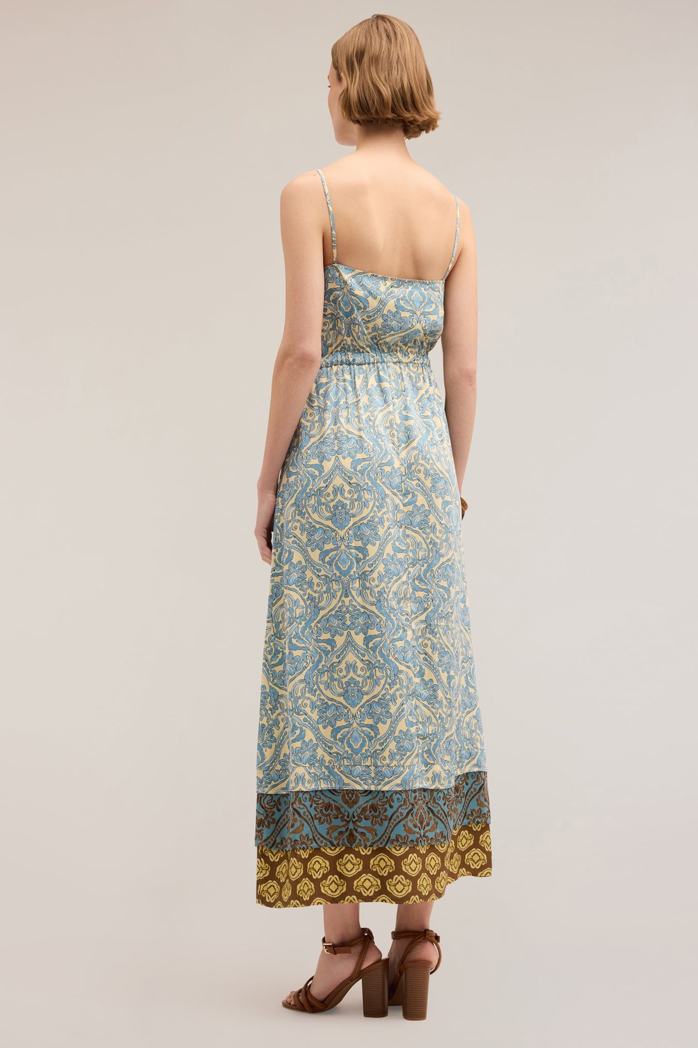 PRINTED SATIN SUMMER DRESS LIGHT BLUE 2