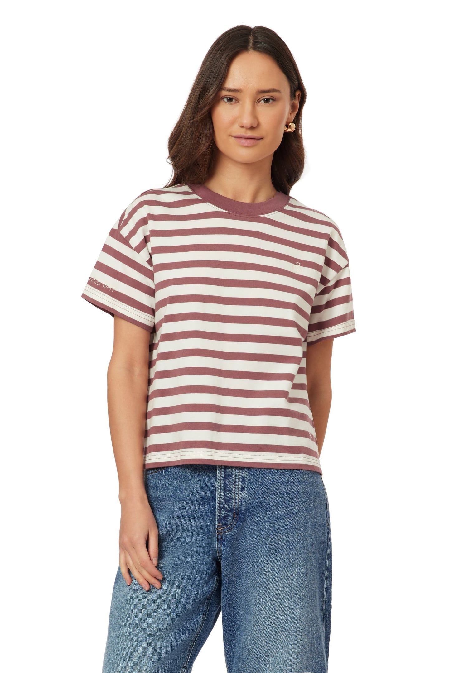 BOXY CROP TEE ROSE BROWN/SUGAR SWIZZLE 1