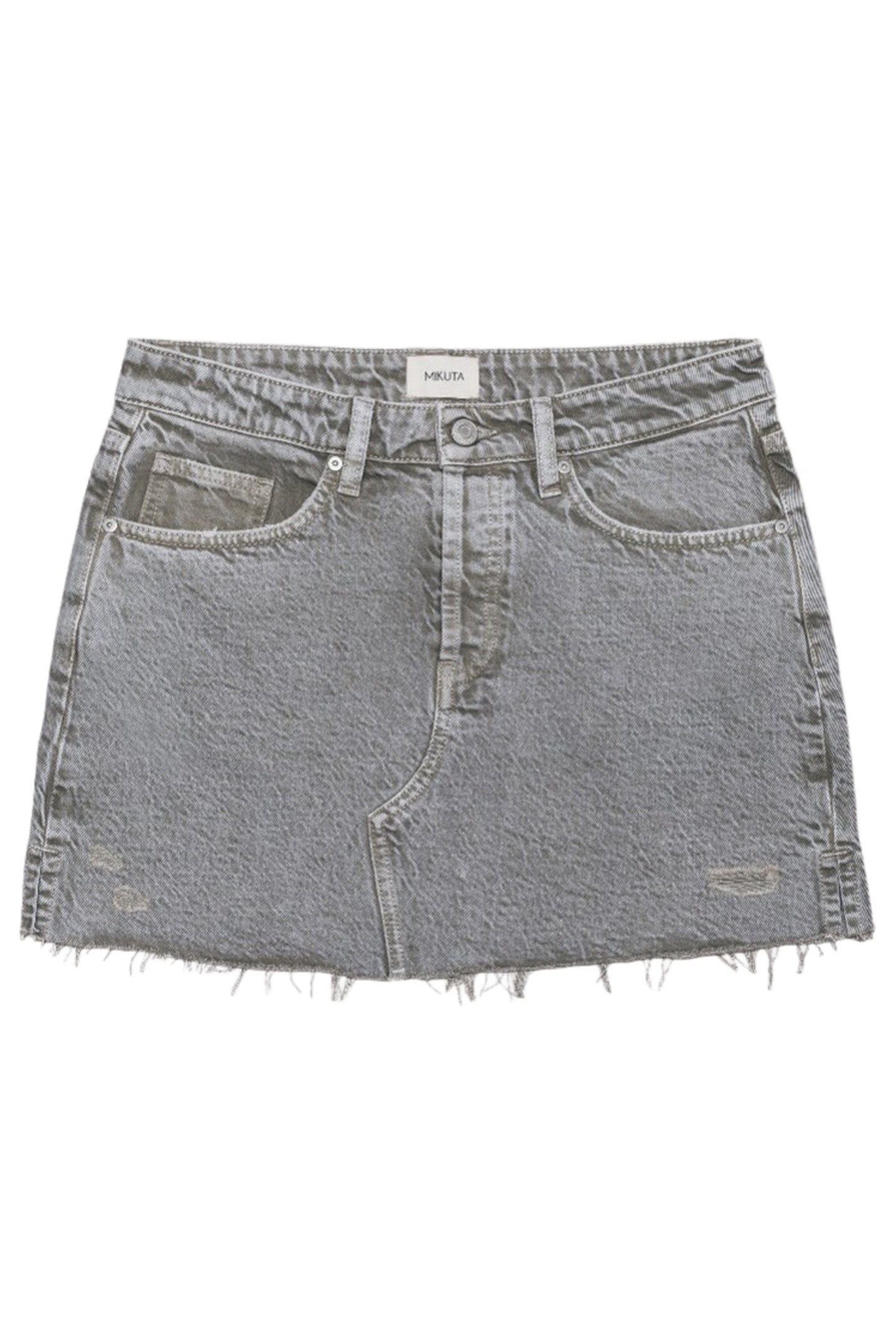 THE KHAKI FADED SLIT DENIM SKIRT GREEN 3