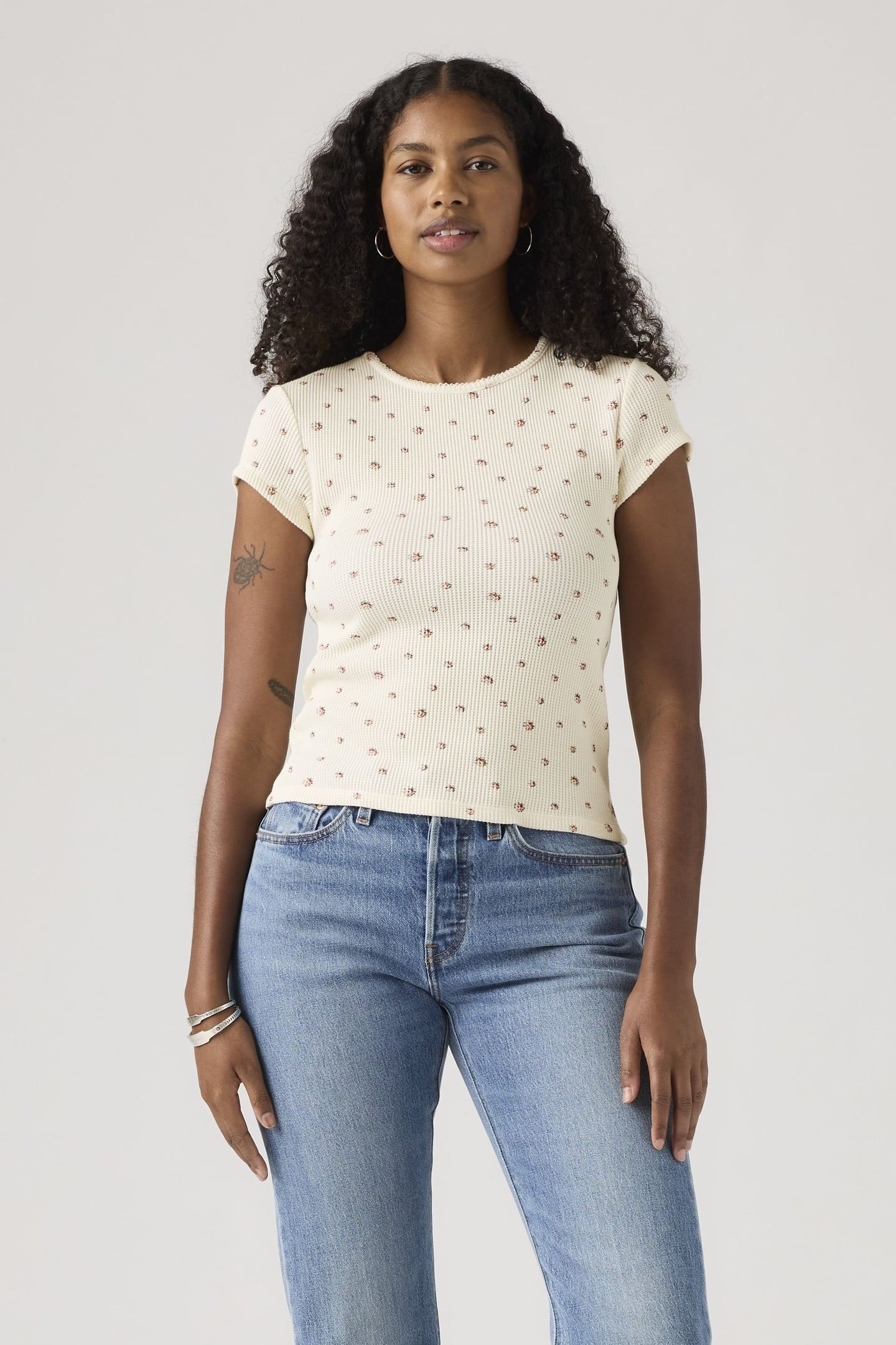 DRY GOODS WAFFLE CAP-SLEEVE TEE 1