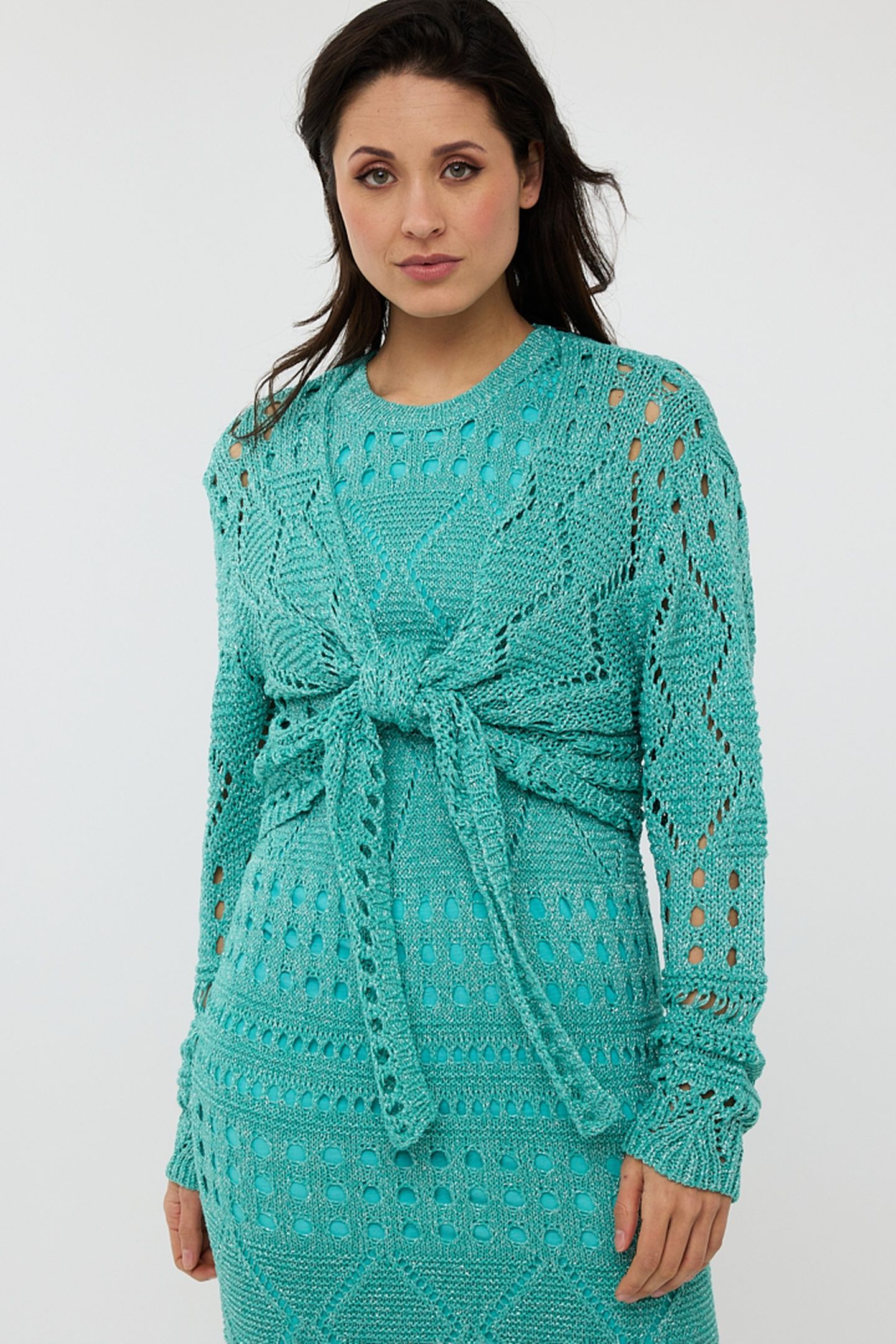 BOLERO FANCY OPEN KNIT LUREX LAGOON 1