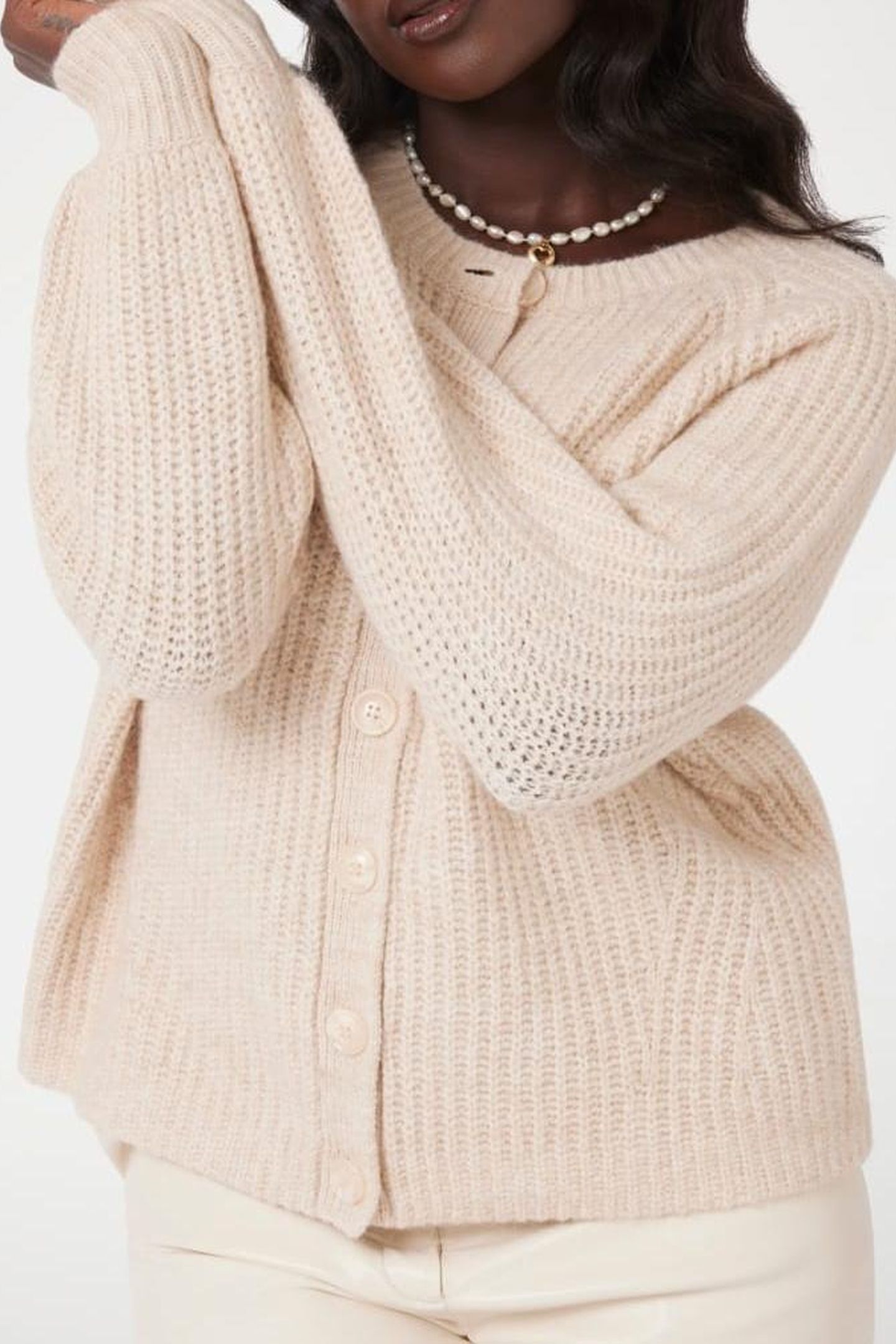 GUESS ECO LS CN ROSALIE CARDIG PEARL OYSTER 5