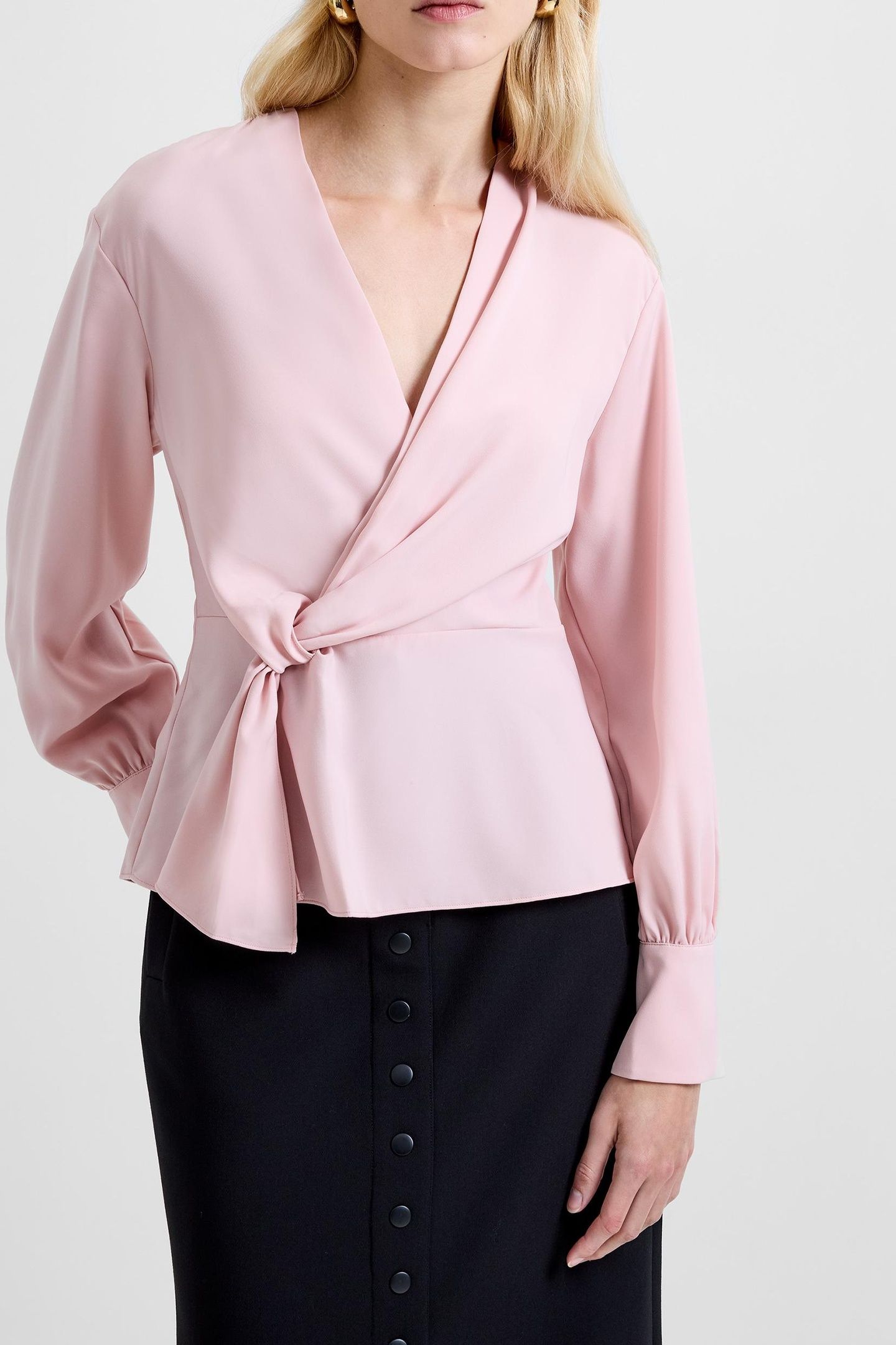 LAUREL CREPE PEPLUM TOP PEACH PINK 1