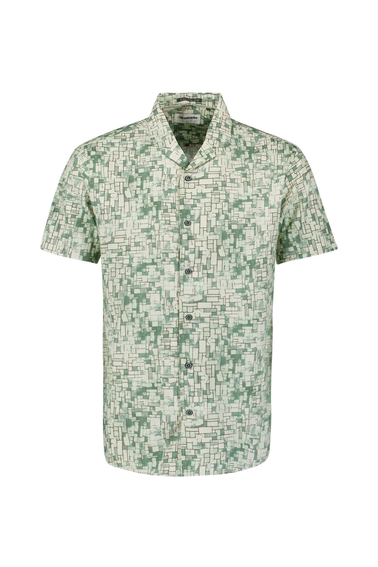 SHIRT SHORT SLEEVE REVERS COLLAR ALLOVER PRINTED GREEN 4