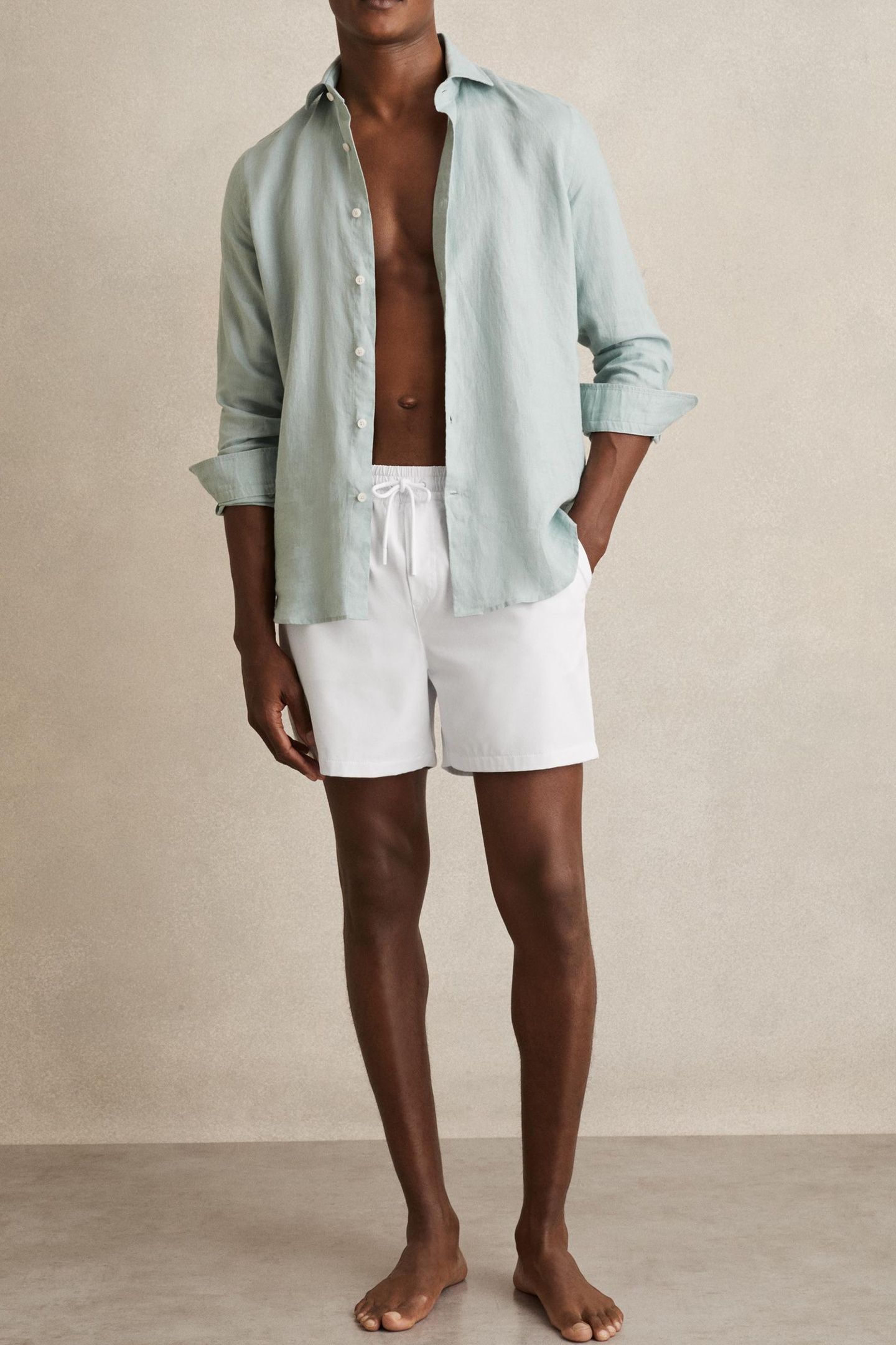 PLAIN DRAWSTRING SWIMSHORT WHITE 3