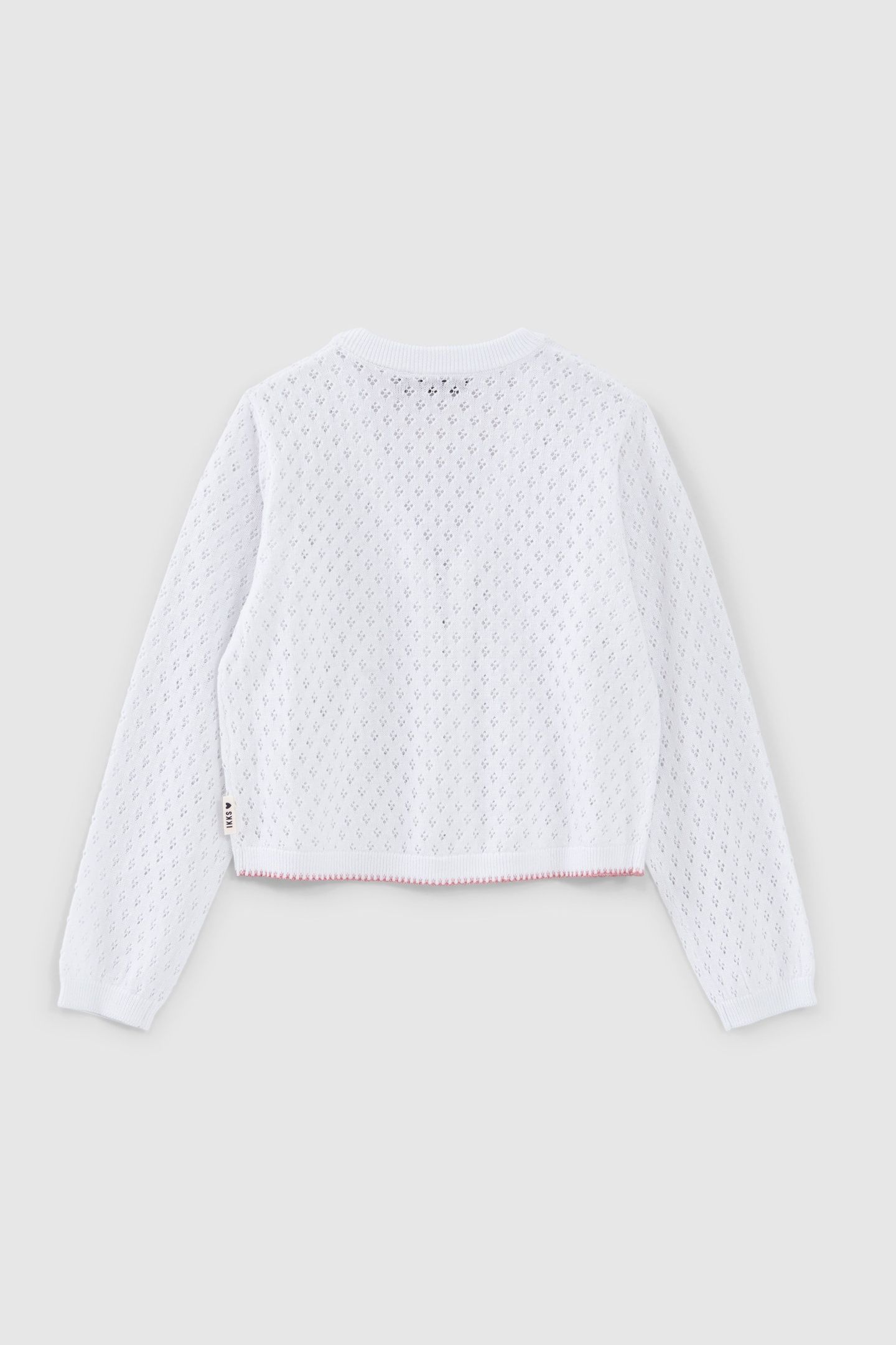GIRLS' ECRU KNIT ZIPPED OPENWORK CARDIGAN 2