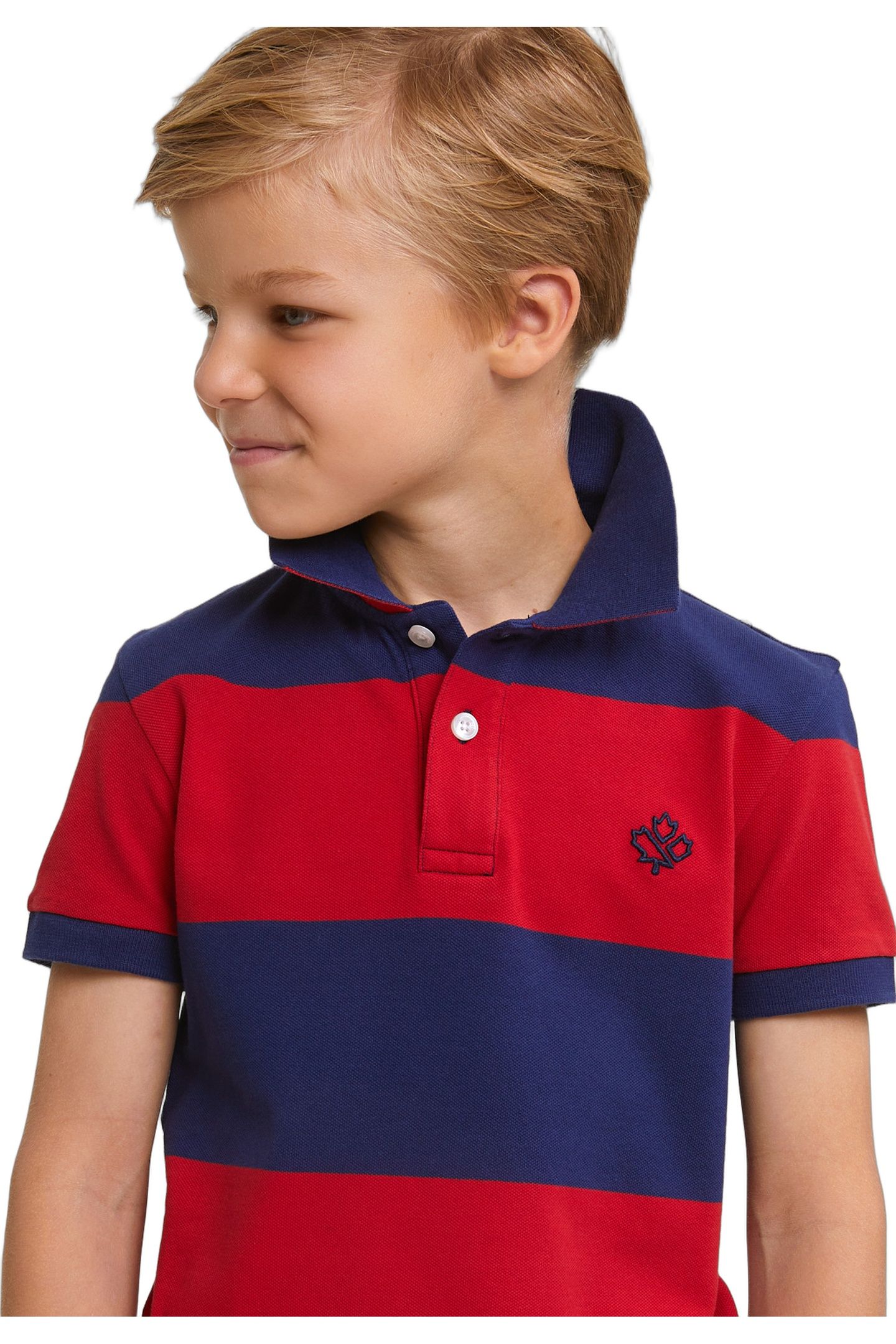 CUSTOM FIT STRIPED STRETCH POLO ROYAL BLUE/HARVARD RED 4
