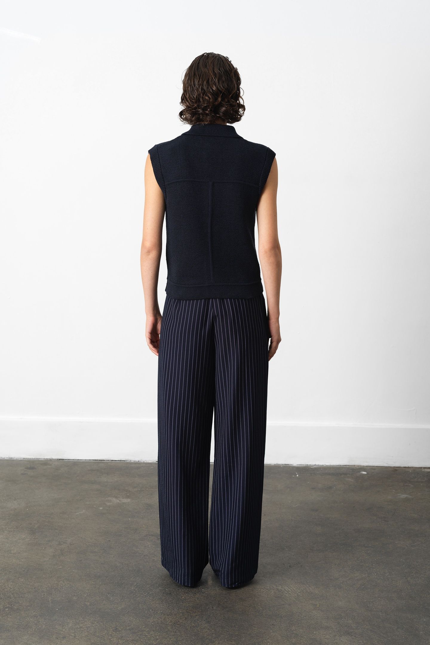 ROLAND KNIT COLLARED GILET INDIGO 3