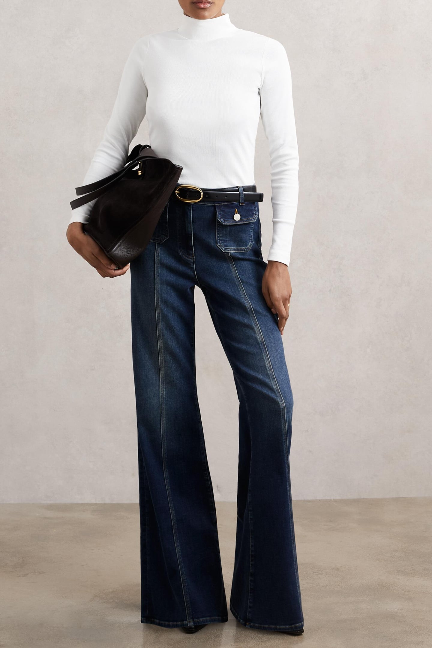 RIB FUNNEL NECK TOP WHITE 1
