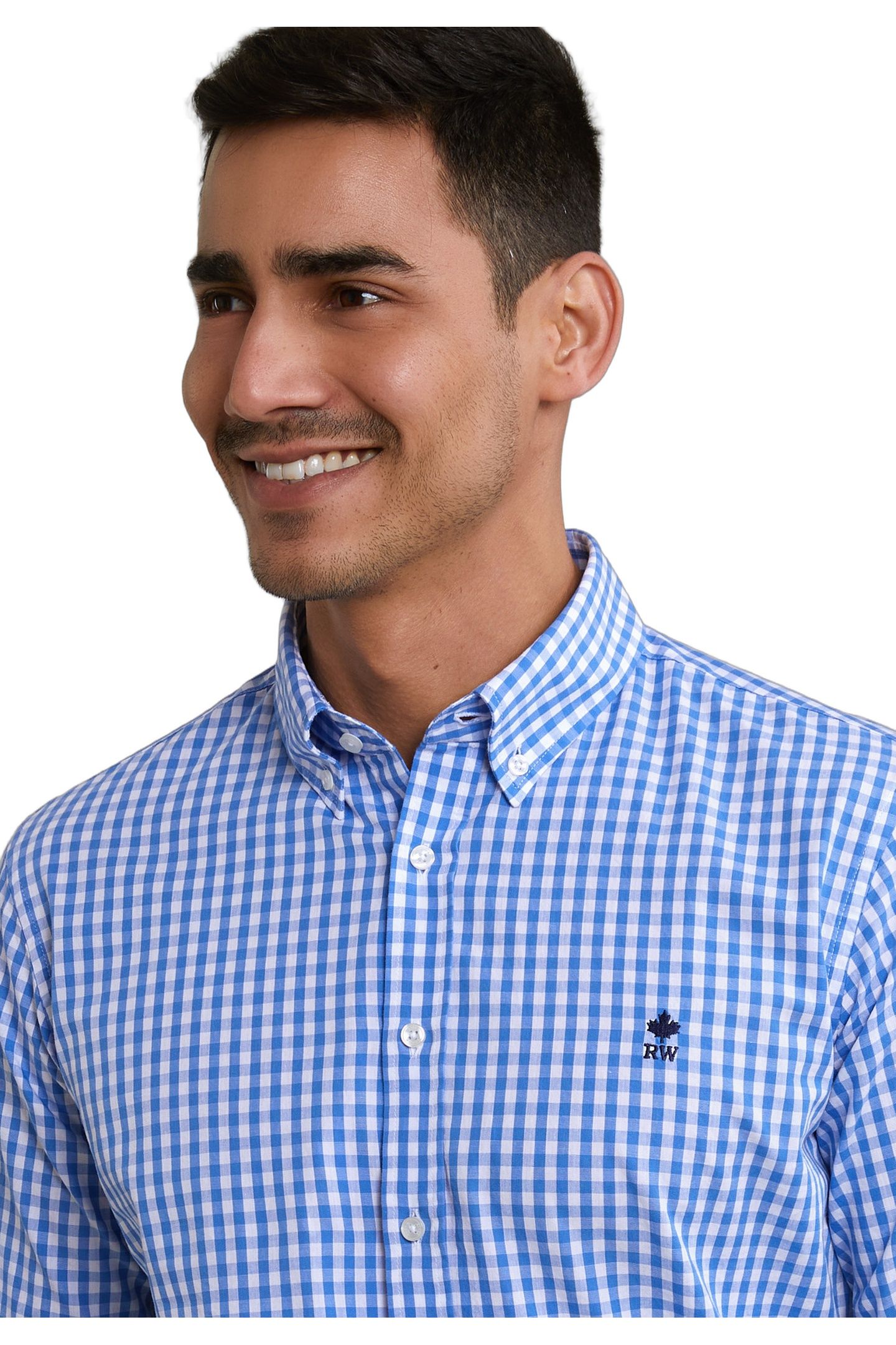 SLIM FIT CHECKED SHIRT BLUE/WHITE 4