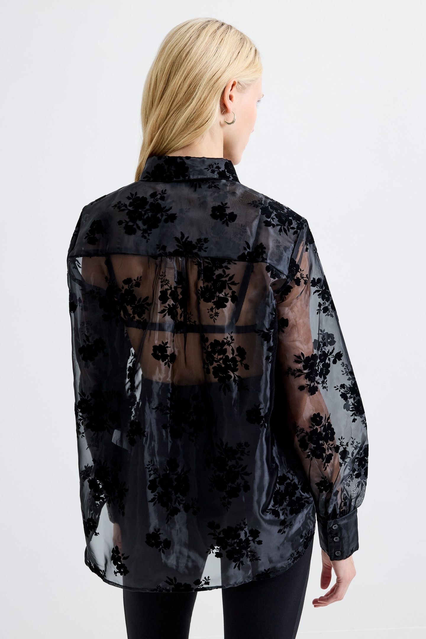 MIKA FLOCKED ORGANZA SHIRT BLACK 3