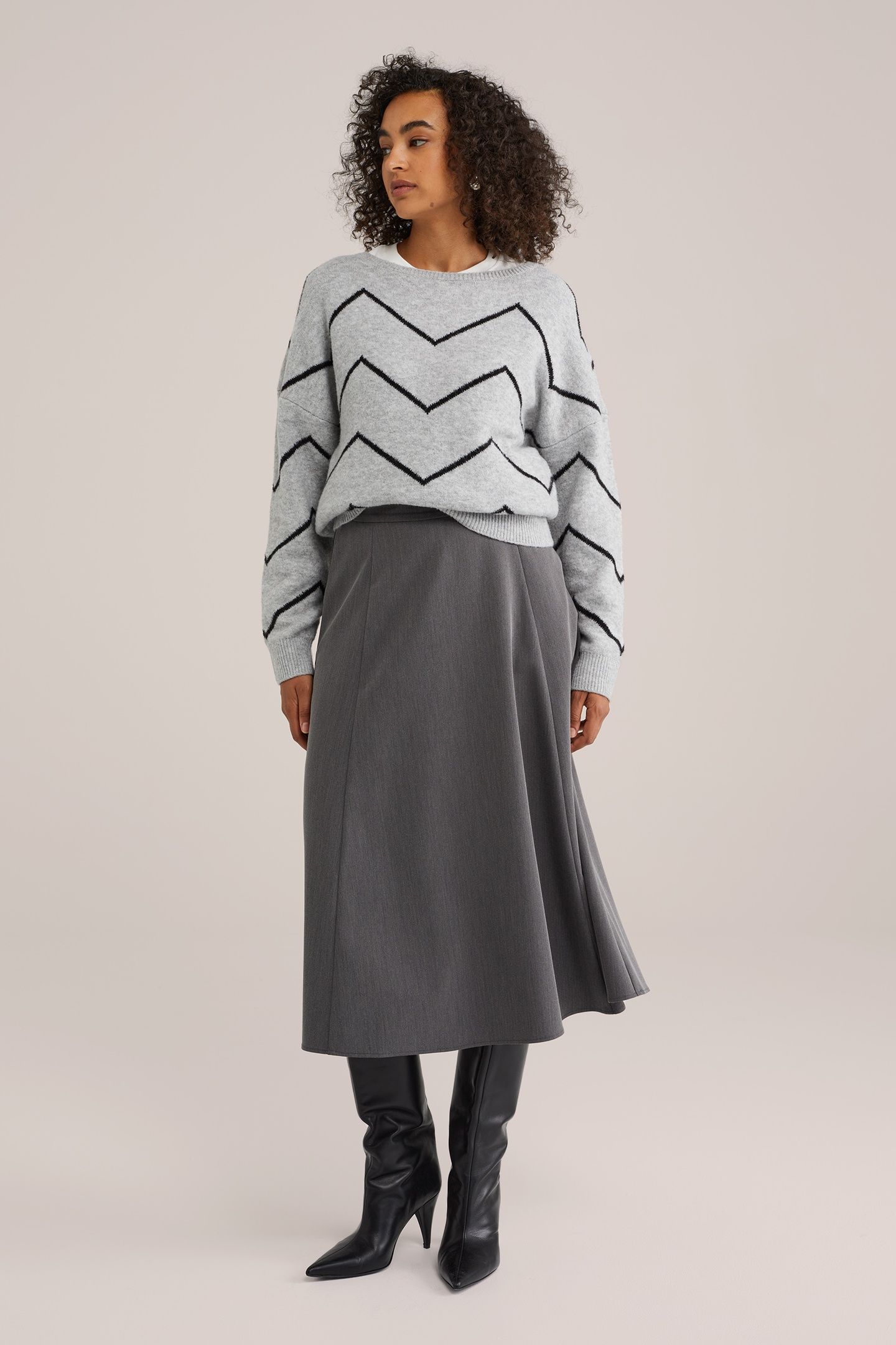 KNITTED PULLOVER BLENDED LIGHT GREY 1