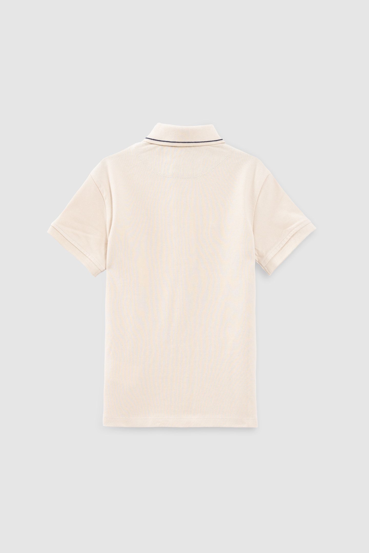 BEIGE ORGANIC COTTON POLO SHIRT WITH STRIPED COLLAR 3