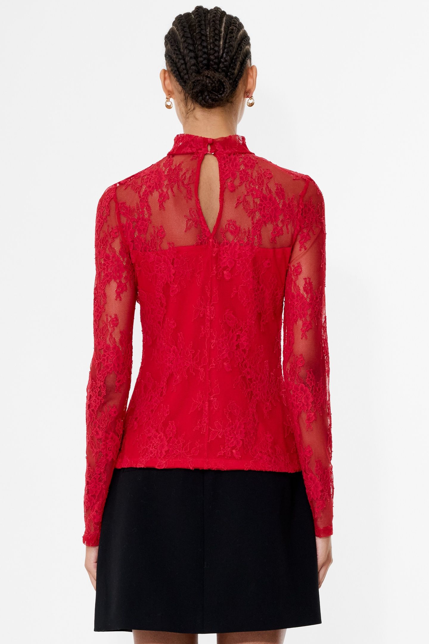 BRIDGET LACE LS TOP LIPSTICK RED 3