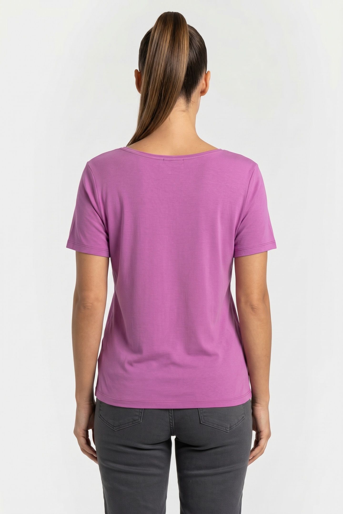 U-NECK TOP FINE VISCOSE CYCLAAM 2