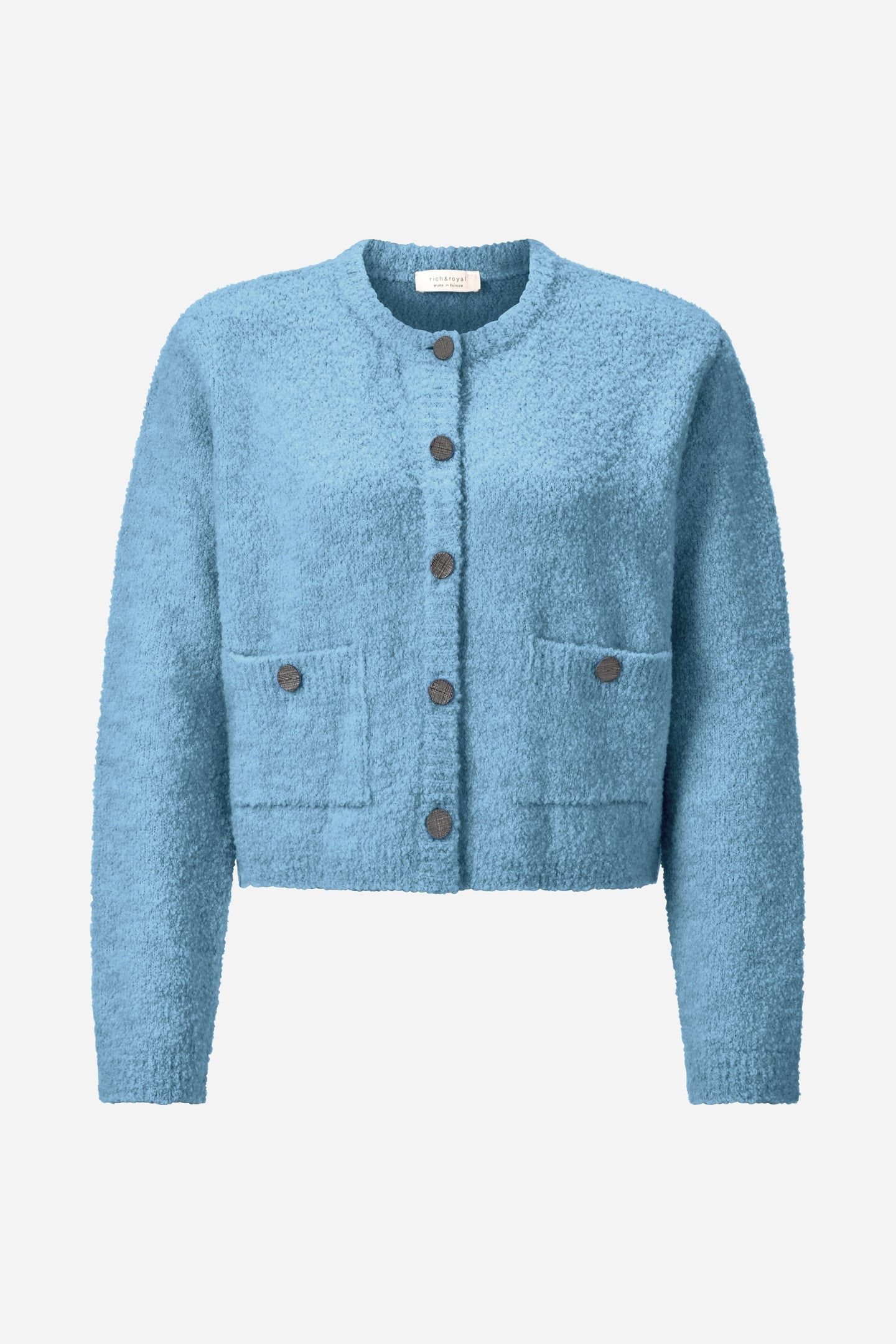 CREW NECK CARDIGAN BOUCLÉ OCEAN BLUE 4