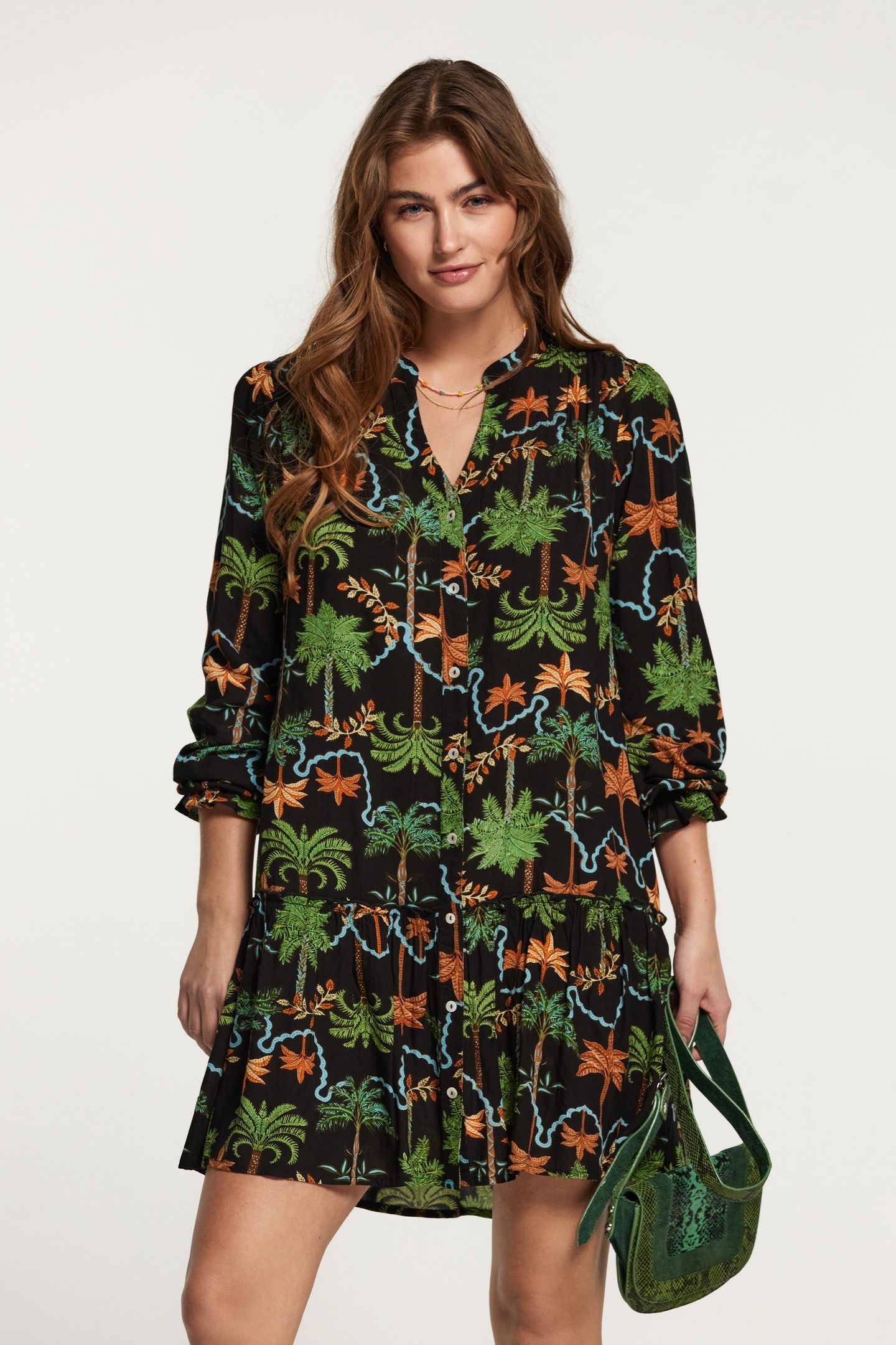 TUVALU DRESS JAIPUR PALM BLACK 1