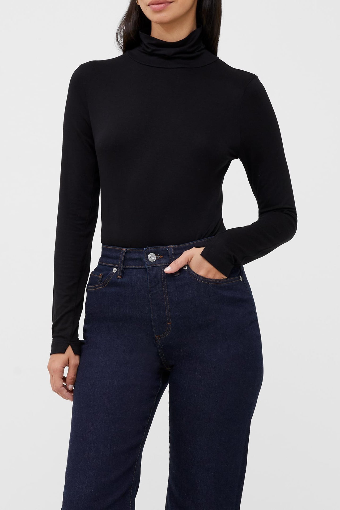 VENITIA JERSEY SPLIT CUFF TOP BLACK 1