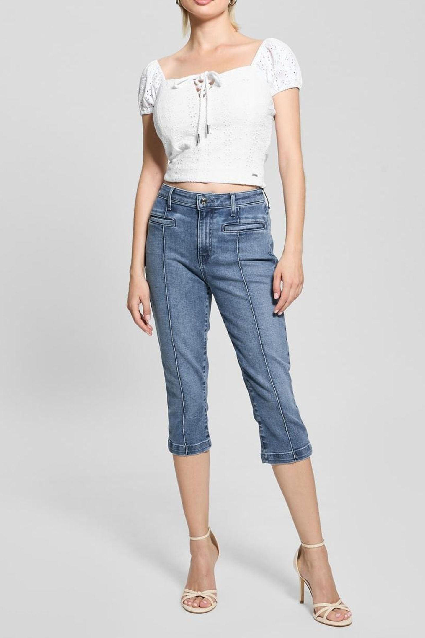 GUESS ECO ELIANE SS PUFFED TOP PURE WHITE 5