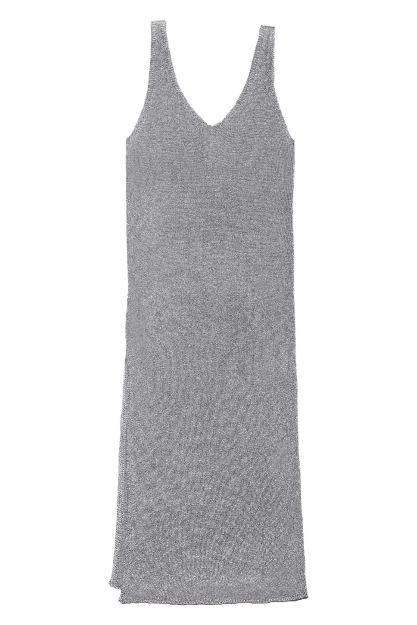 THE SILVER SPARKLY THIN LONG KNIT DRESS SILVER 3
