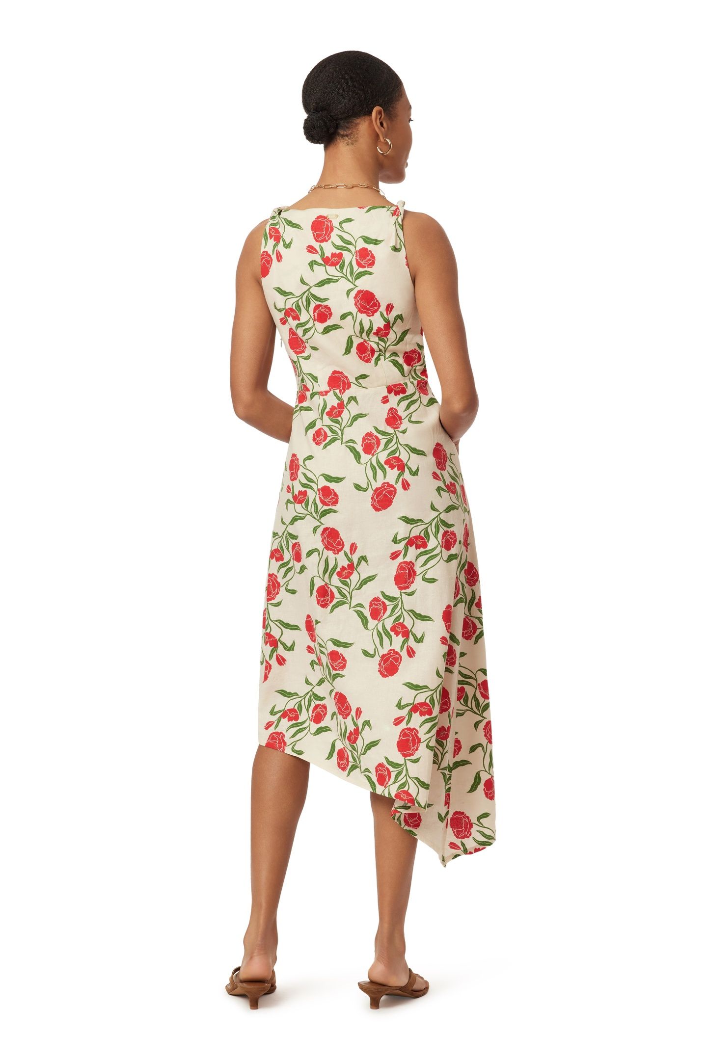 ASYMMETRIC DRESS WHITECAP GRAY ALLOVER FLORAL 5