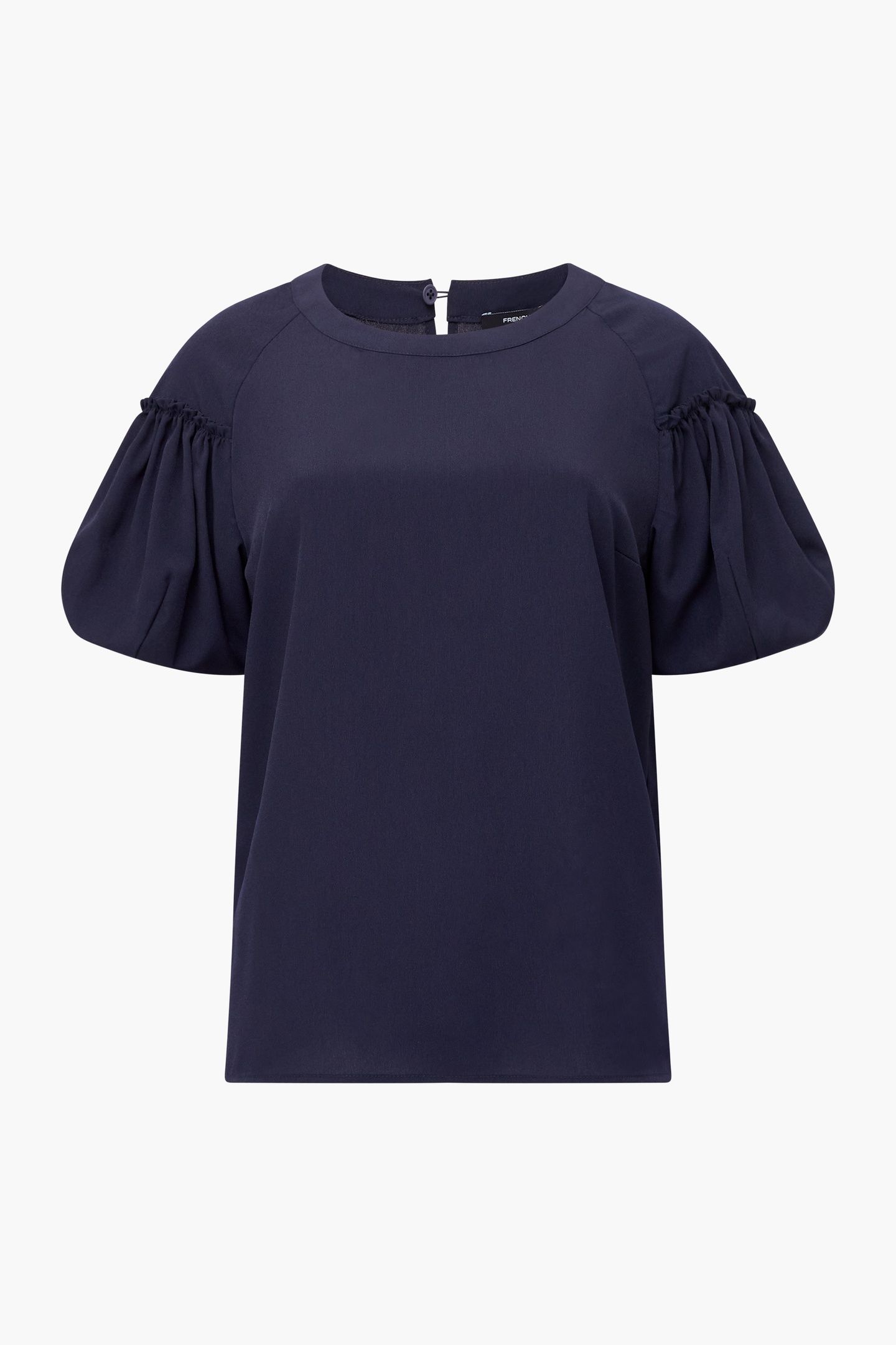 CREPE LIGHT PUFF SLEEVE TOP UTILITY BLUE 2