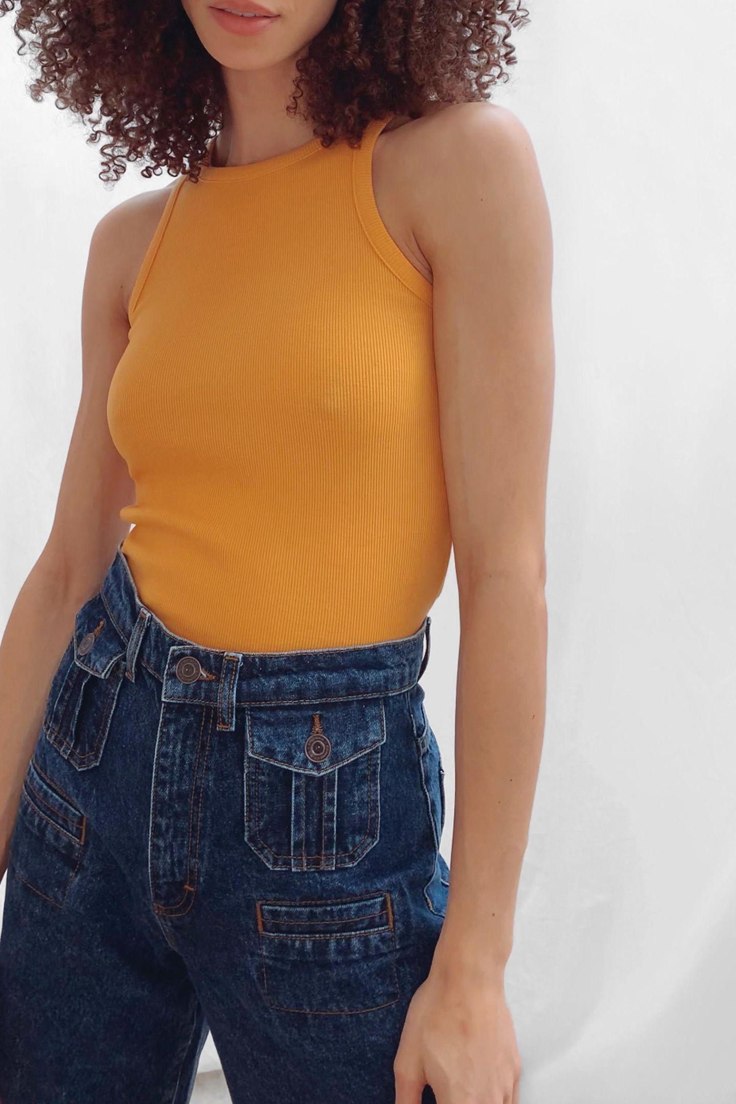 RASHA RBBD JRSY RACER BCK TANK BEESWAX ORANGE 1