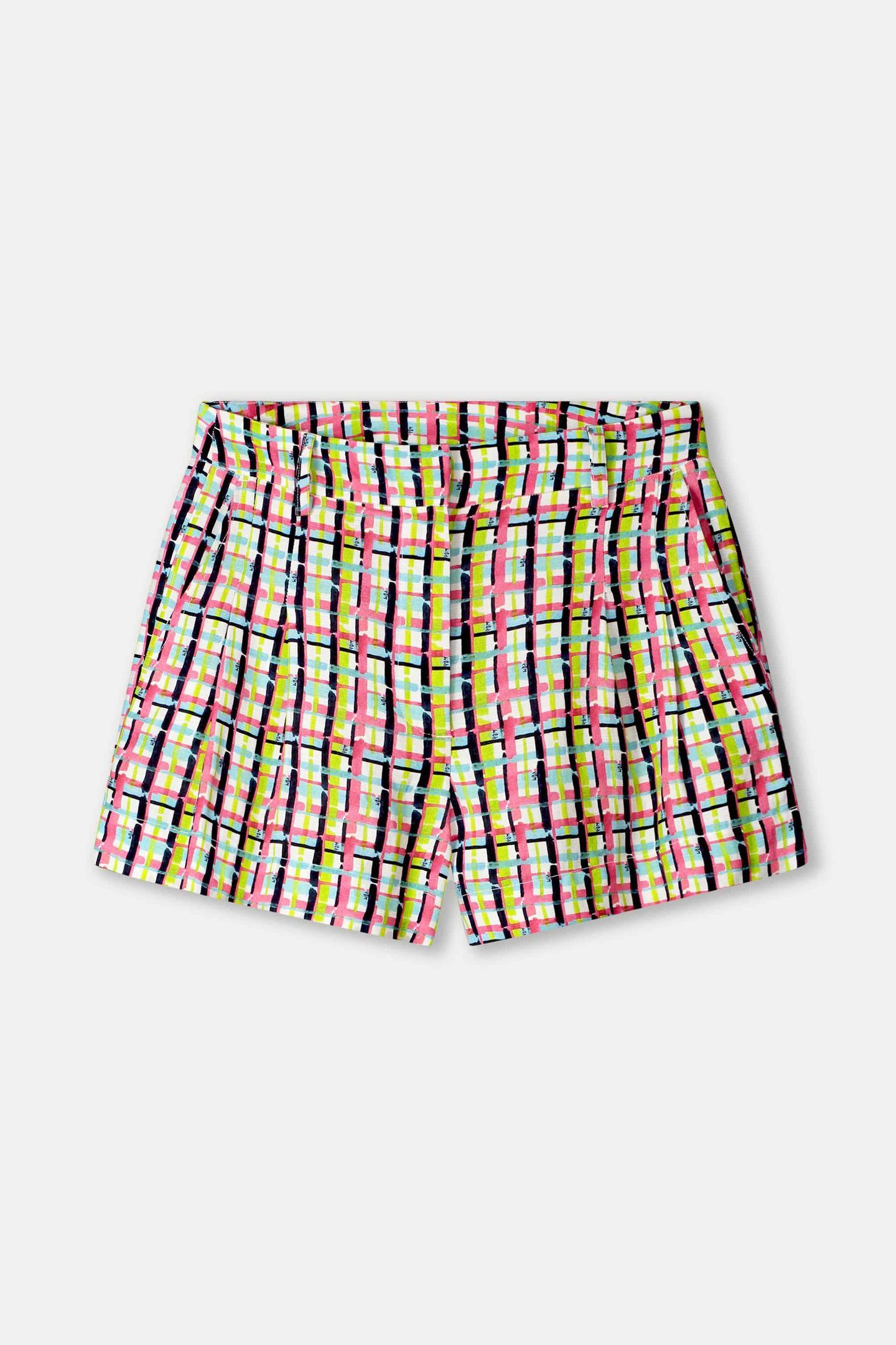 SHORTS - BRUSHWORK CHECK LINEN 5