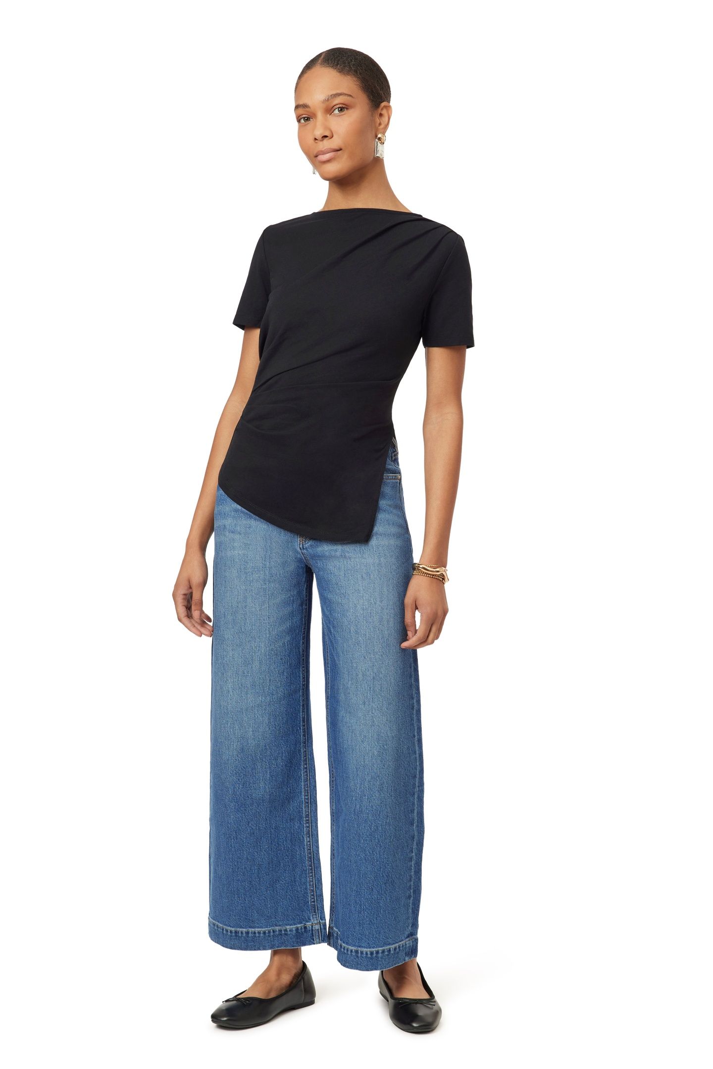 GATHERED ASYMMETRIC TEE BLACK NIGHT 3