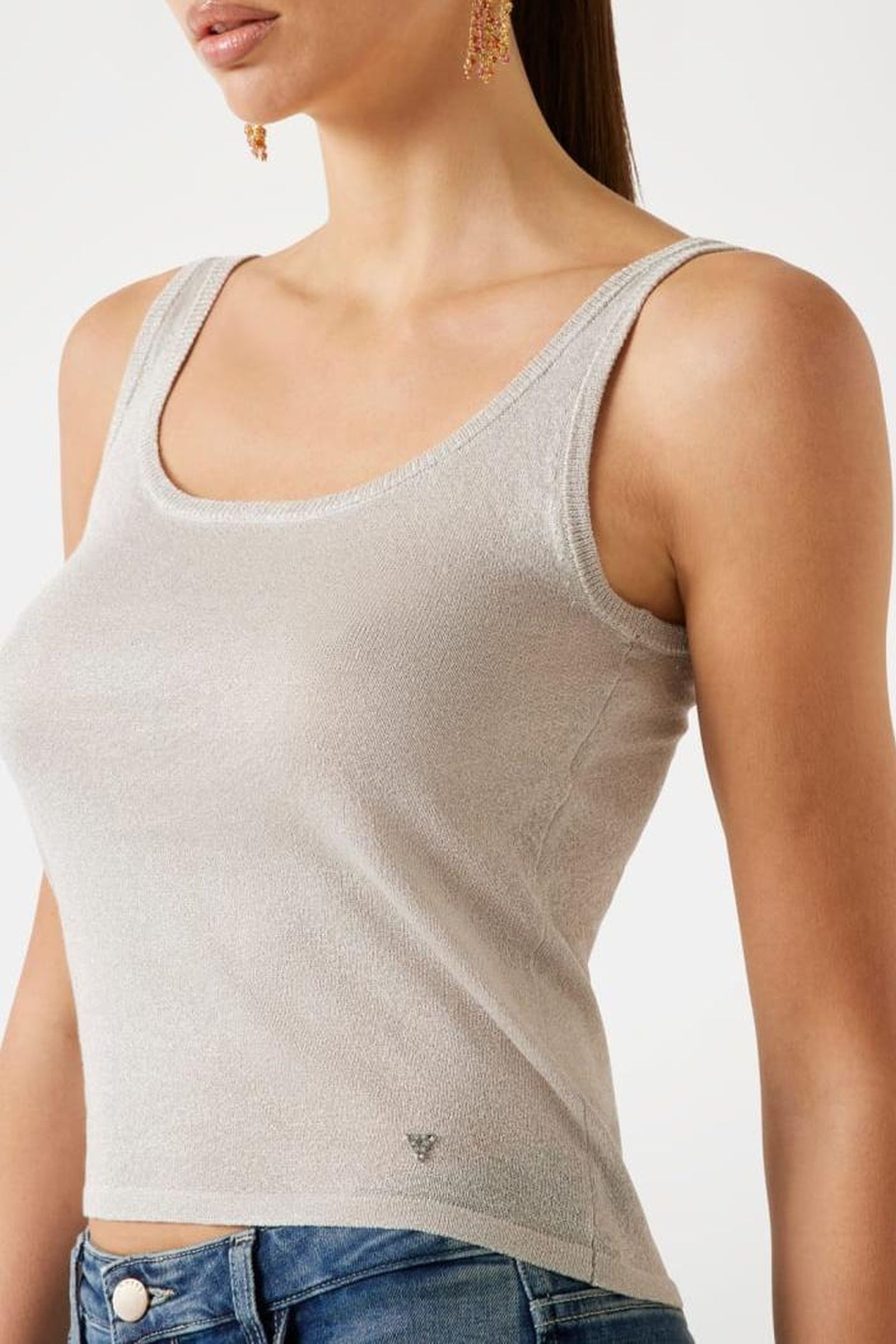 GUESS ECO NELLIE TANK TOP SWTR SILVER LUREX 5