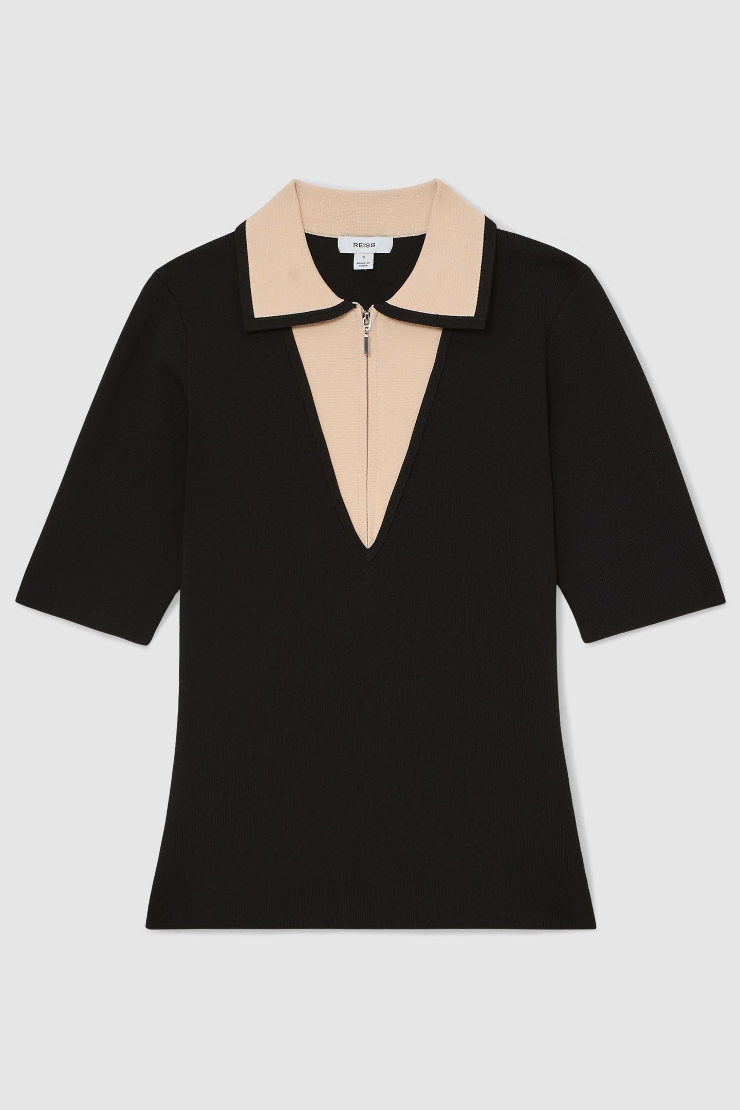 CONTRAST ZIP TOP BLACK/IVORY 4