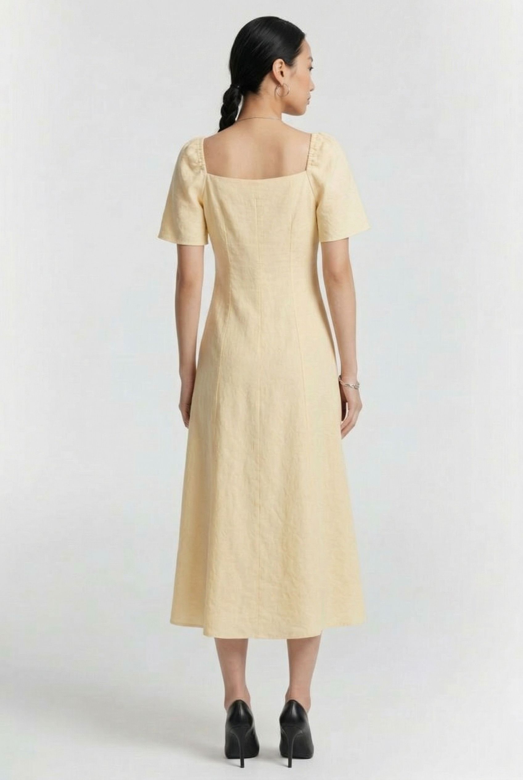 NICOLETTA LINEN DRESS YELLOW 2