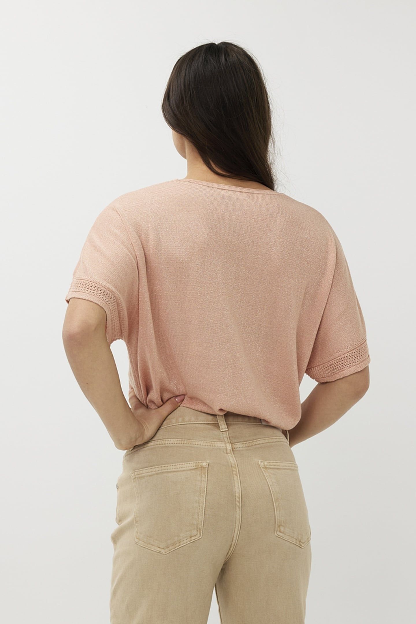 SWEATER BATWING POINTELLE LUREX LIGHT APRICOT 4
