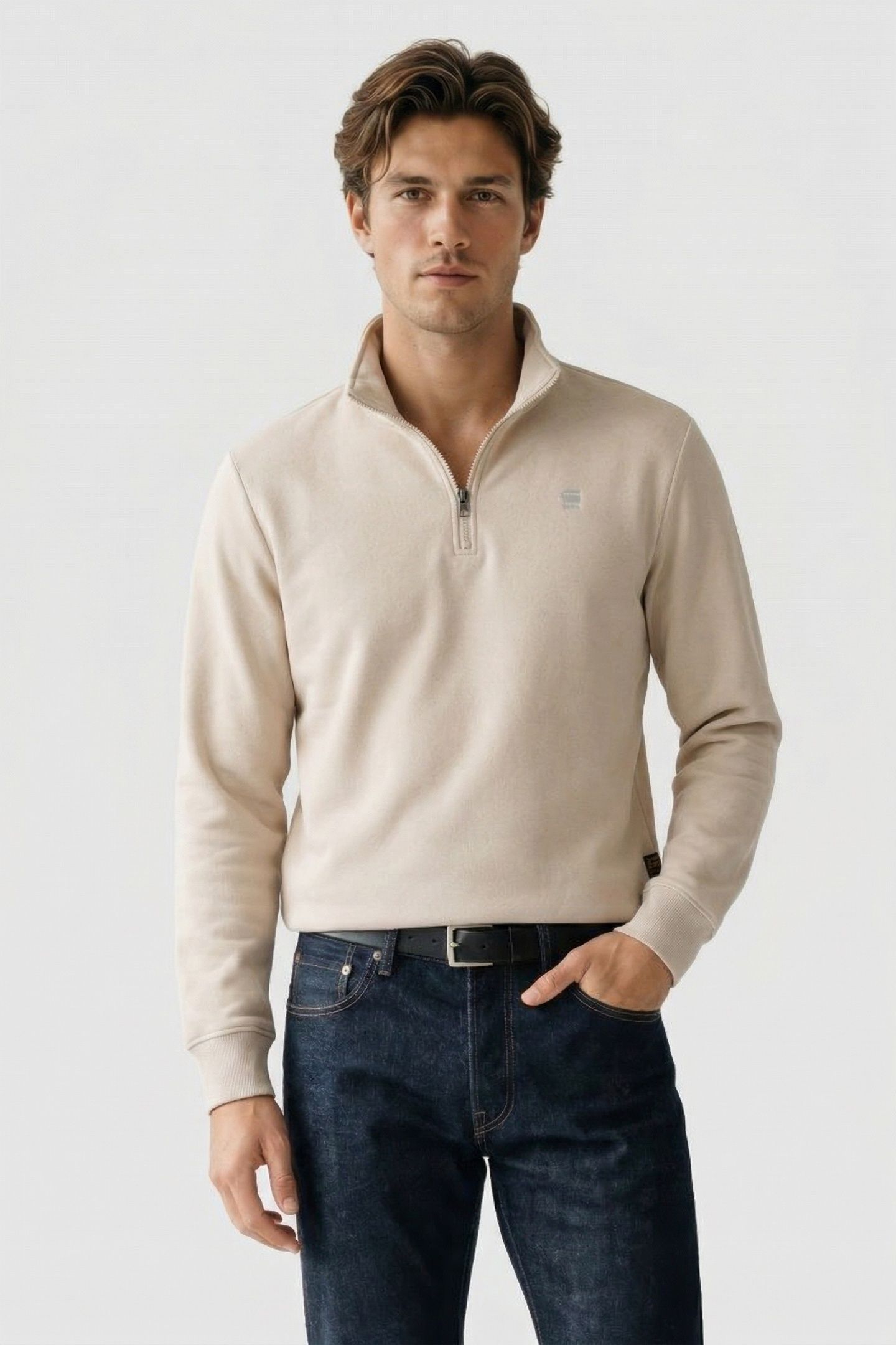 HALF ZIP STAND UP COLLAR SWEAT L/S WHITEBAIT 1