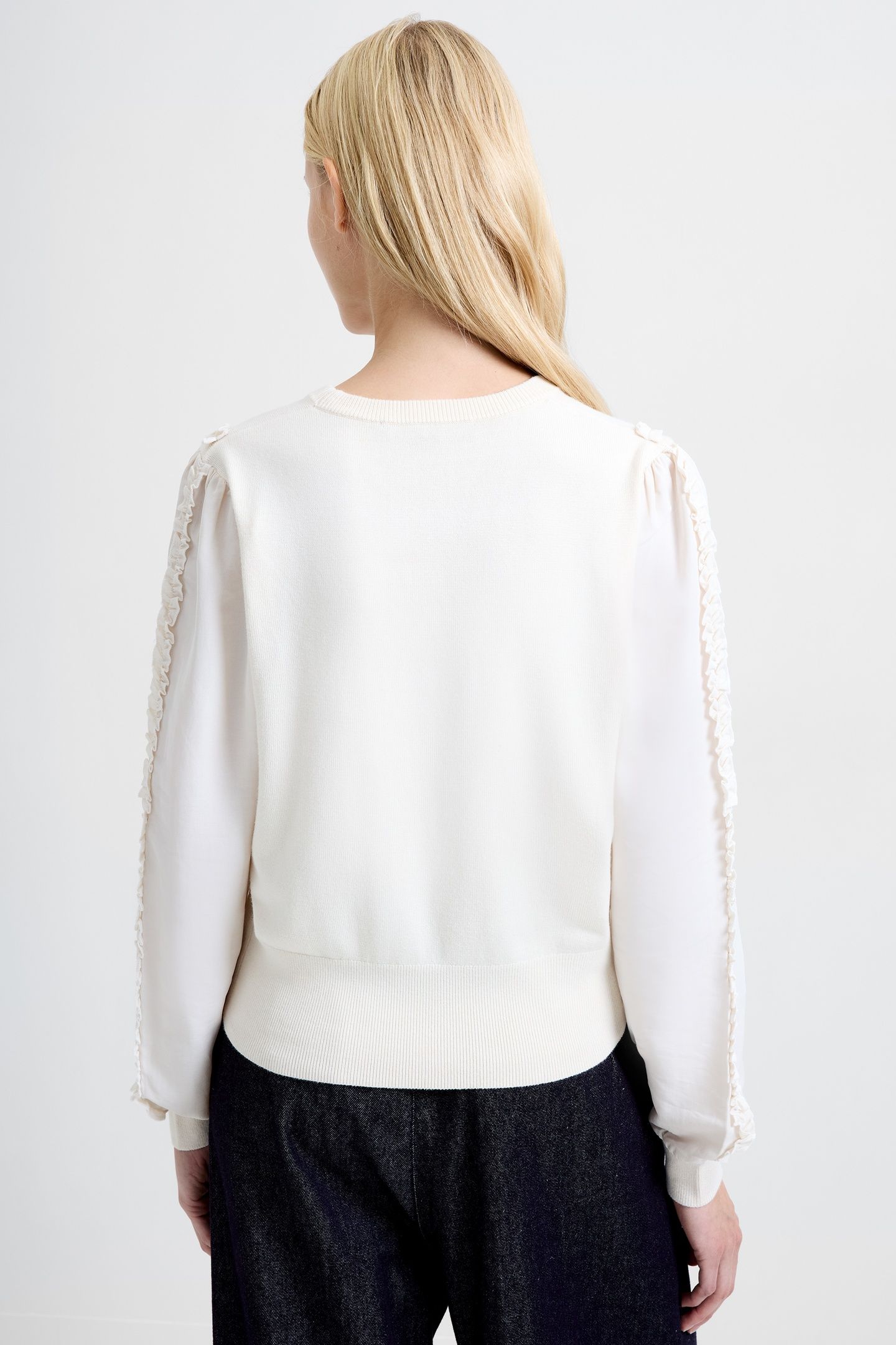 KRISTA MIX RUFFLE SLV JUMPER PORCELAIN CREAM 3