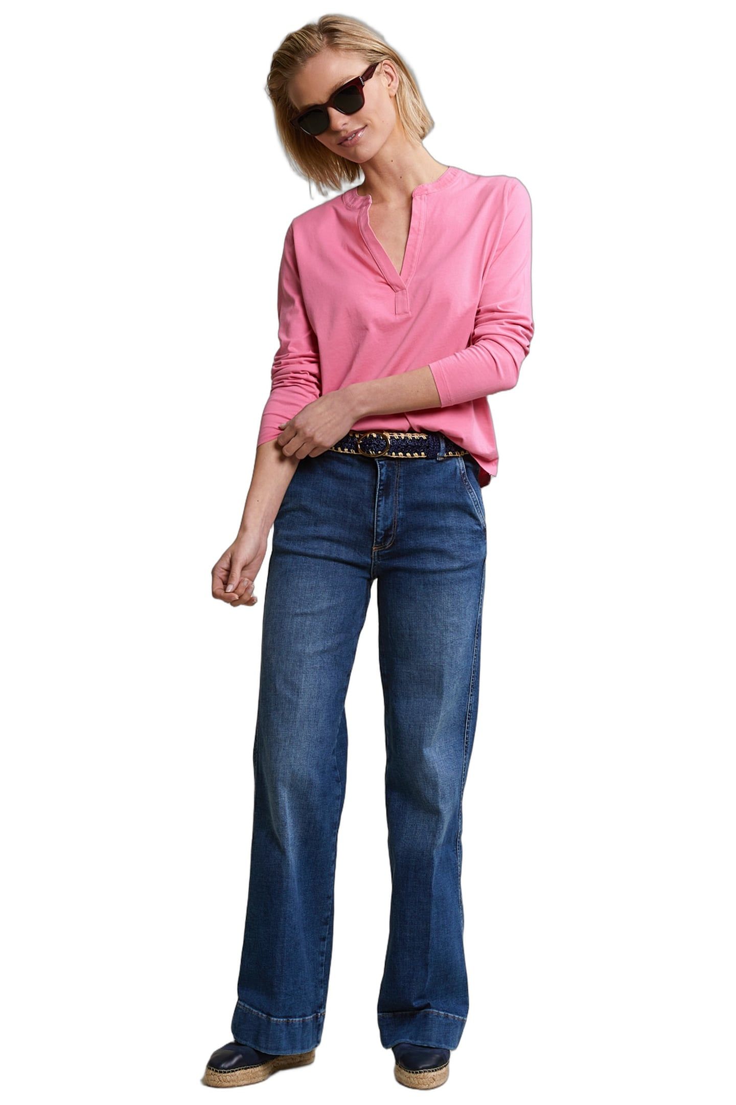 PINK V-NECK T-SHIRT LONG SLEEVES 2
