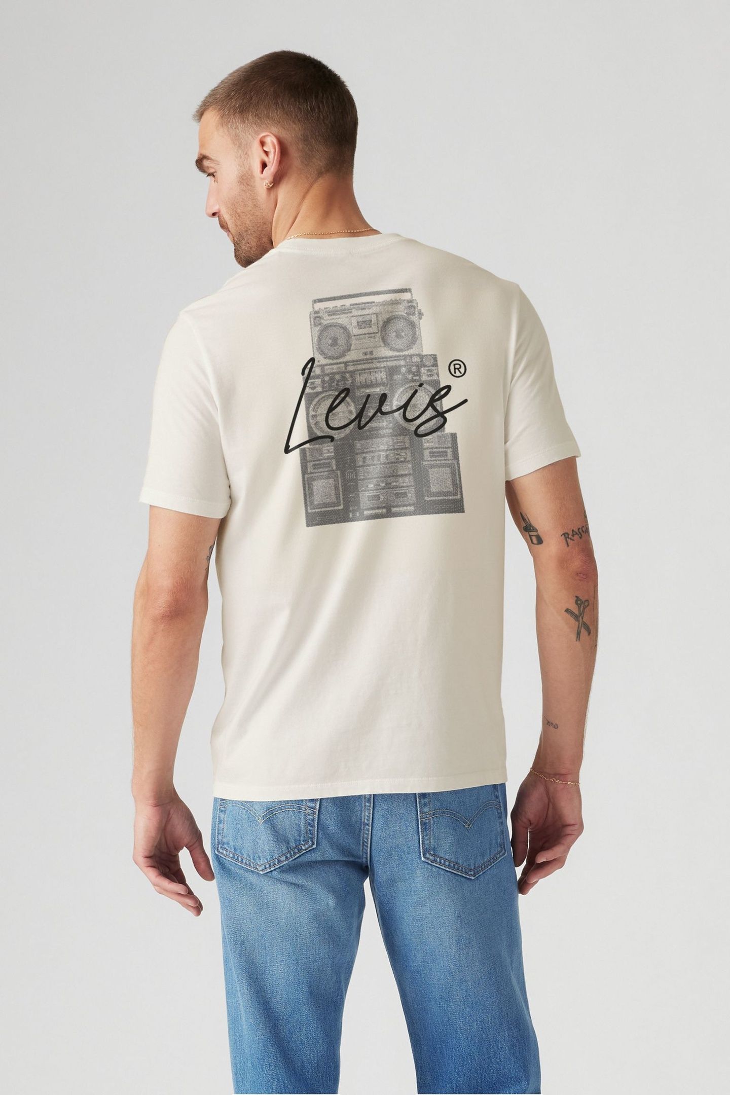 SS RELAXED FIT TEE BOOMBOX EGRET 3