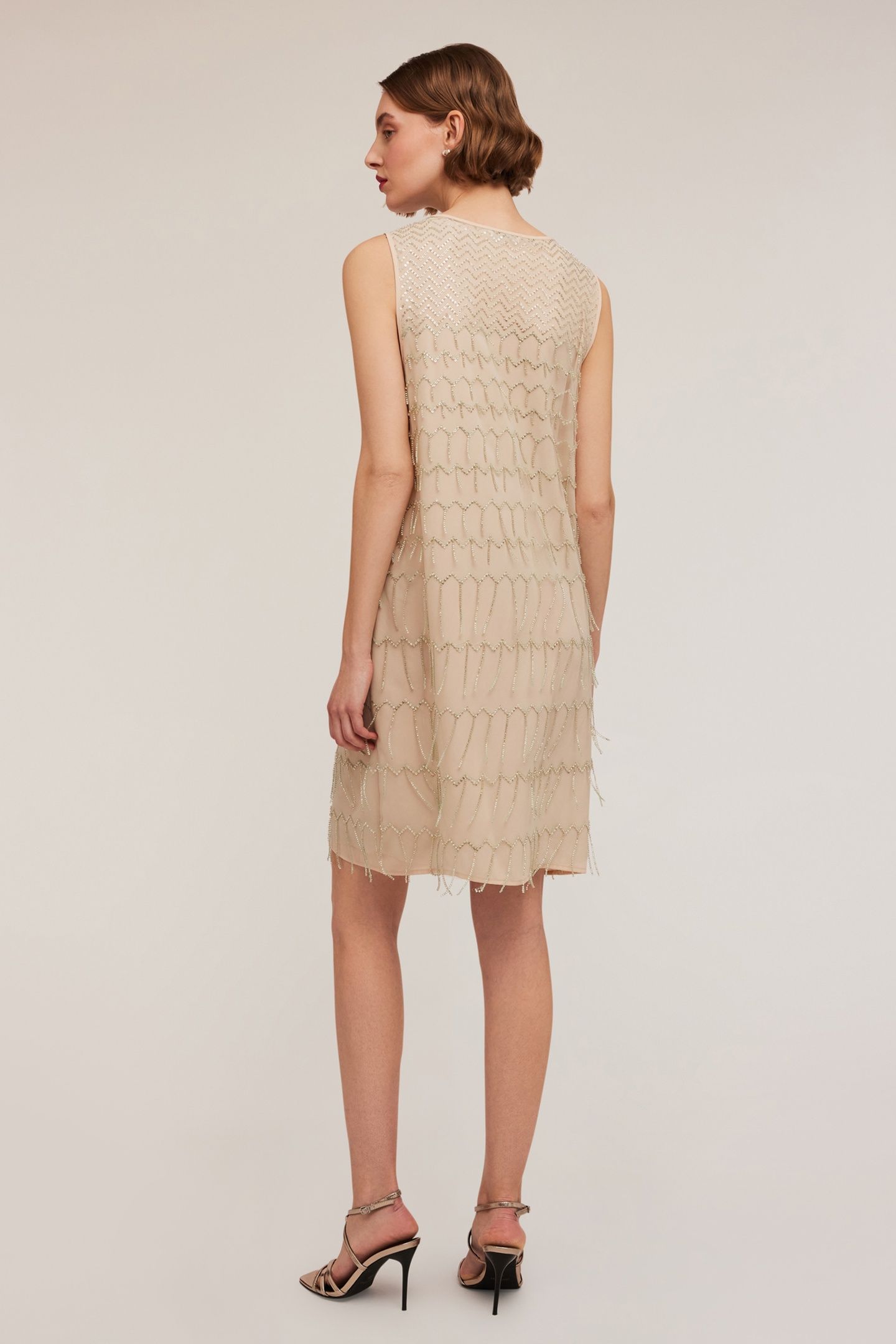 EMBROIDERED DRESS WITH FRINGES BEIGE 2