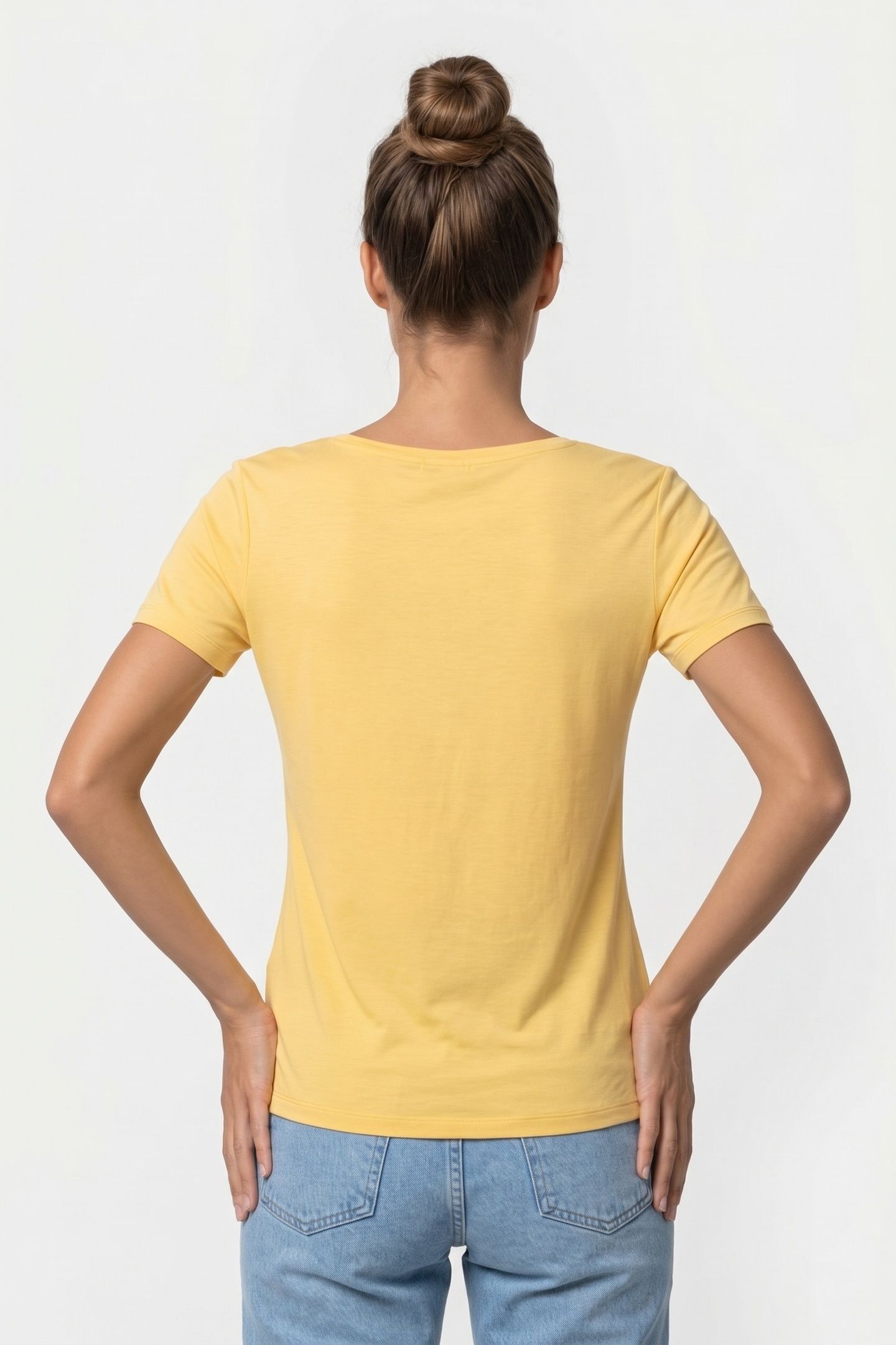 U-NECK TOP FINE VISCOSE YELLOW 2