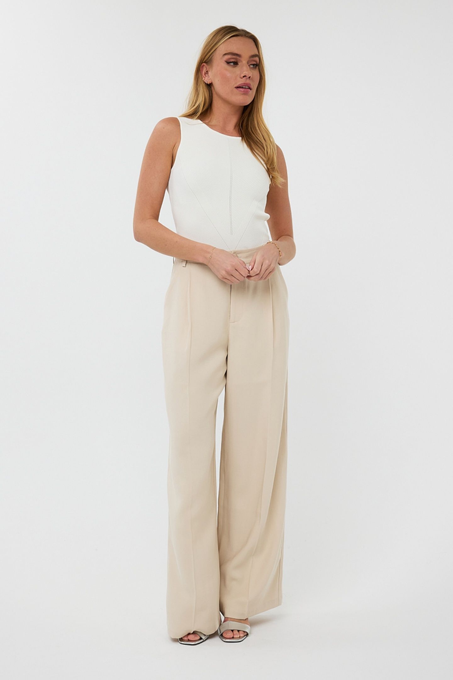 TROUSERS WB PLEAT LIGHT SAND 1