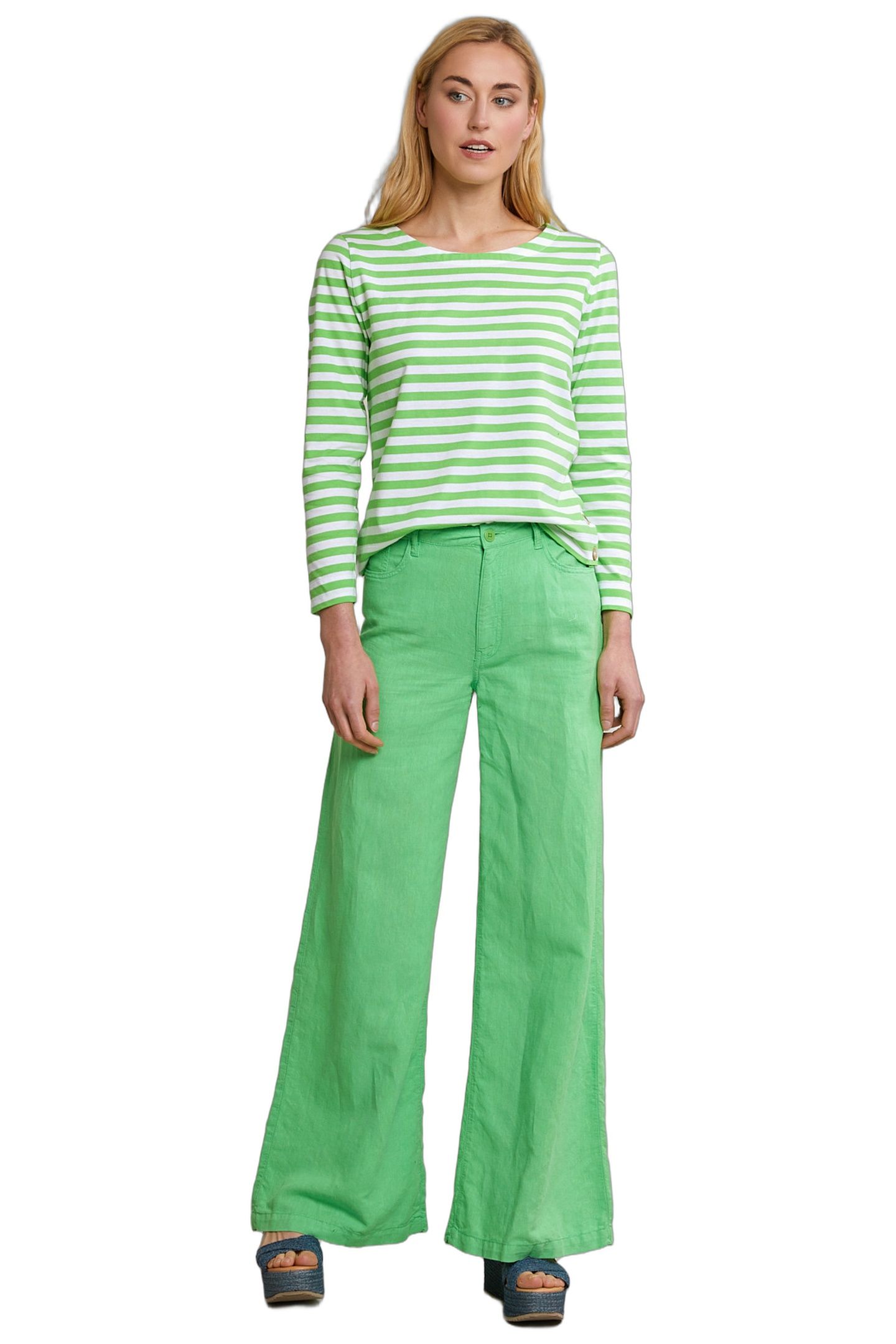 OFF WHITE/GREEN STRIPED T-SHIRT LONG SLEEVES 2