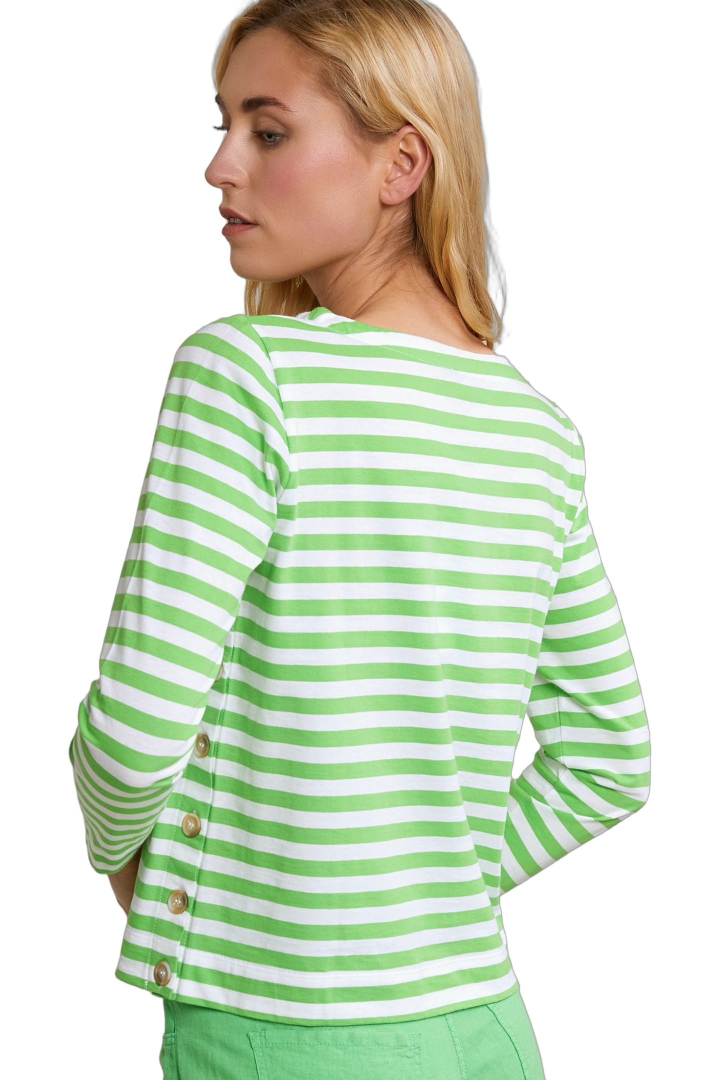 OFF WHITE/GREEN STRIPED T-SHIRT LONG SLEEVES 4