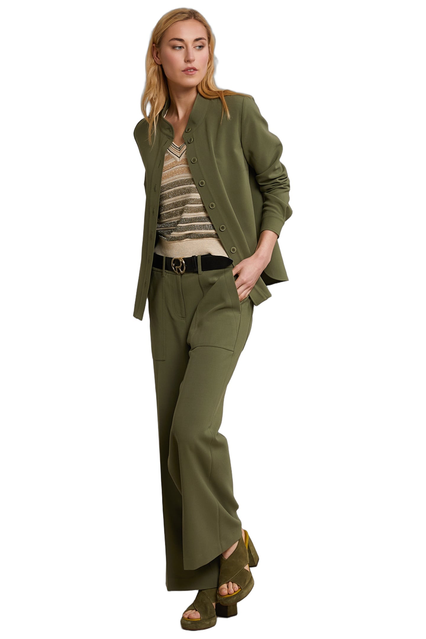 KHAKI BUTTONED BLOUSE LONG SLEEVES 2