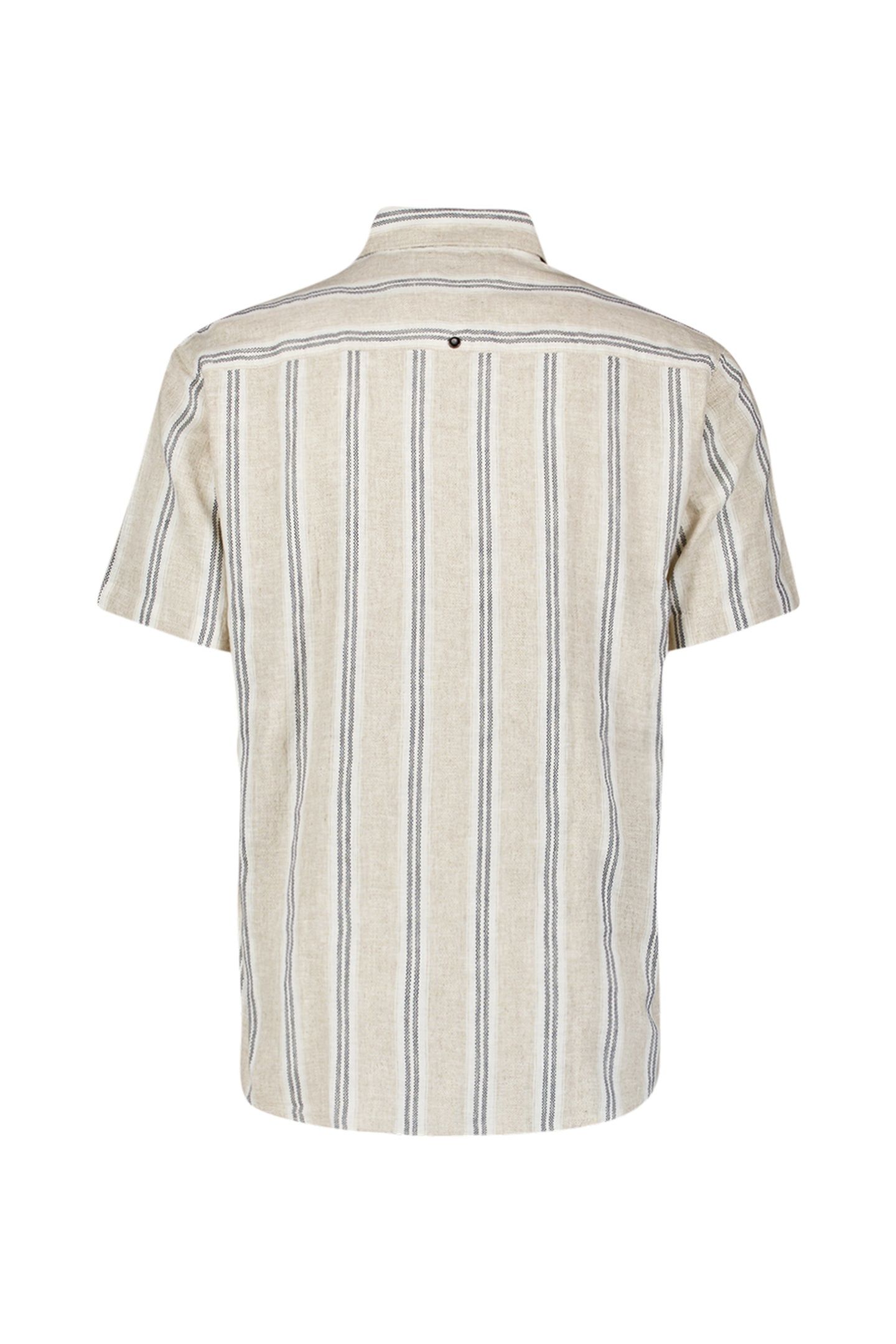 SHIRT SHORT SLEEVE DOBBY VERTICAL STRIPE WITH LINEN CEMENT 6