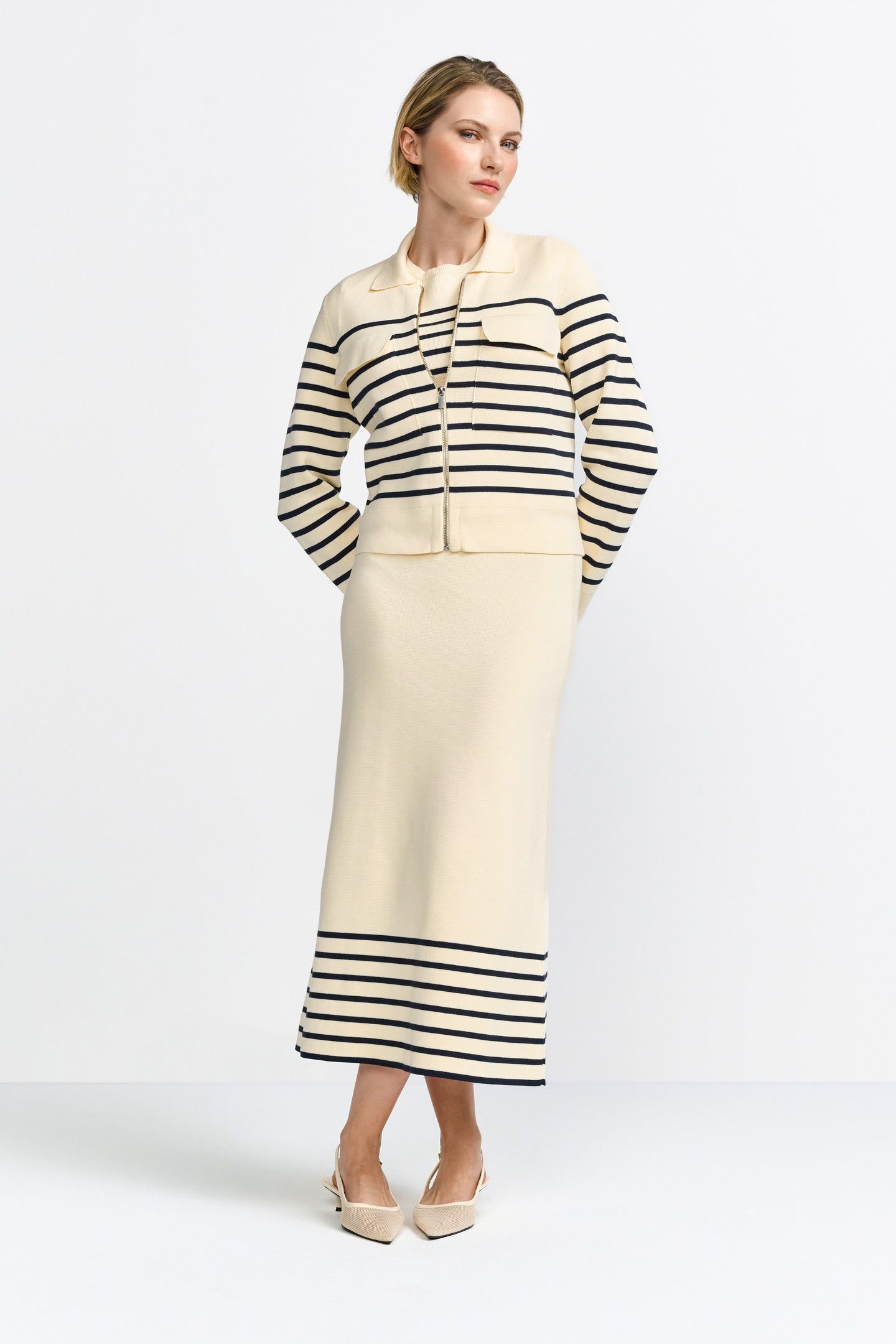 STRIPED KNIT SKIRT PEARL WHITE 3