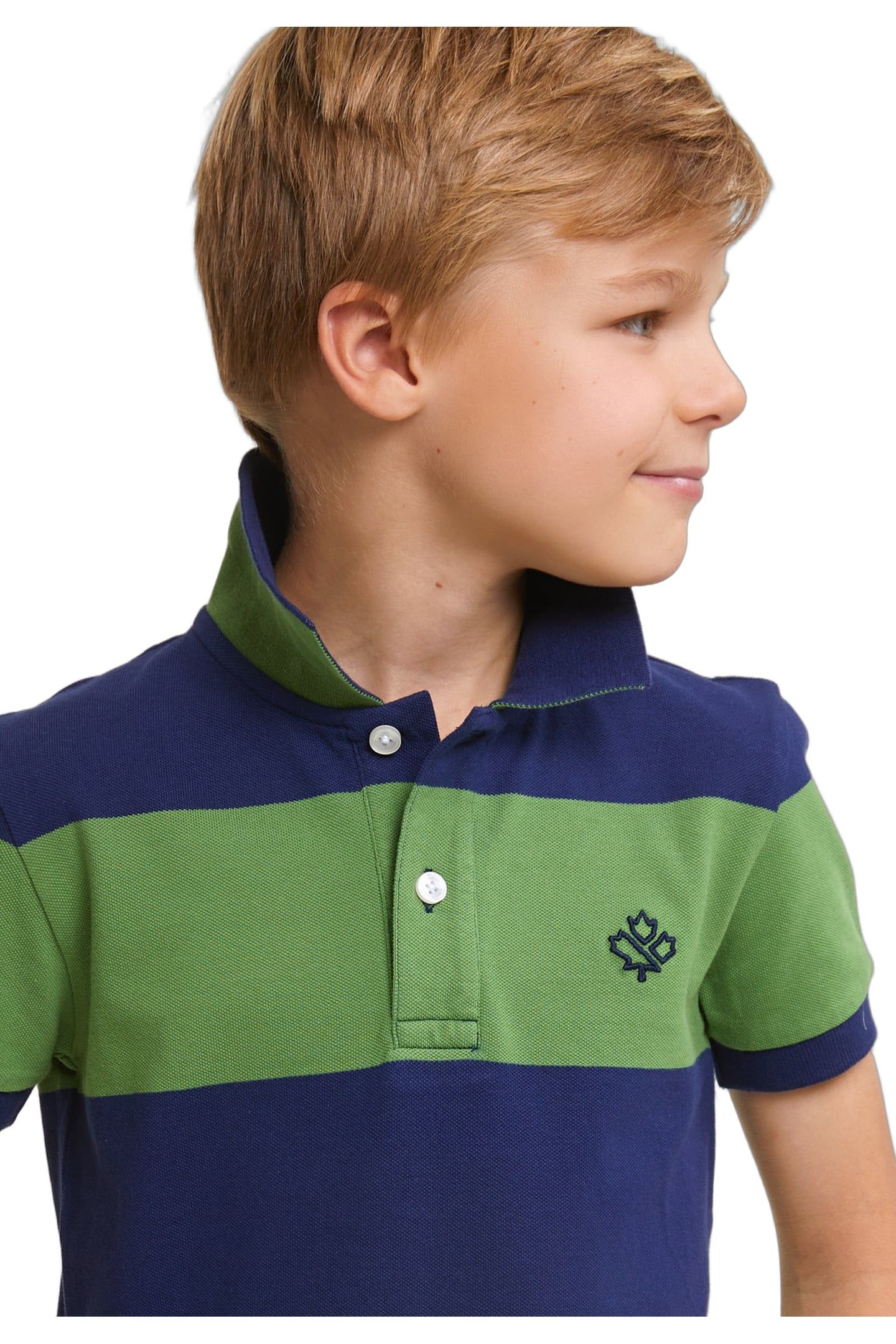 CUSTOM FIT STRIPED STRETCH POLO ROYAL BLUE/BELIZE GREEN 4