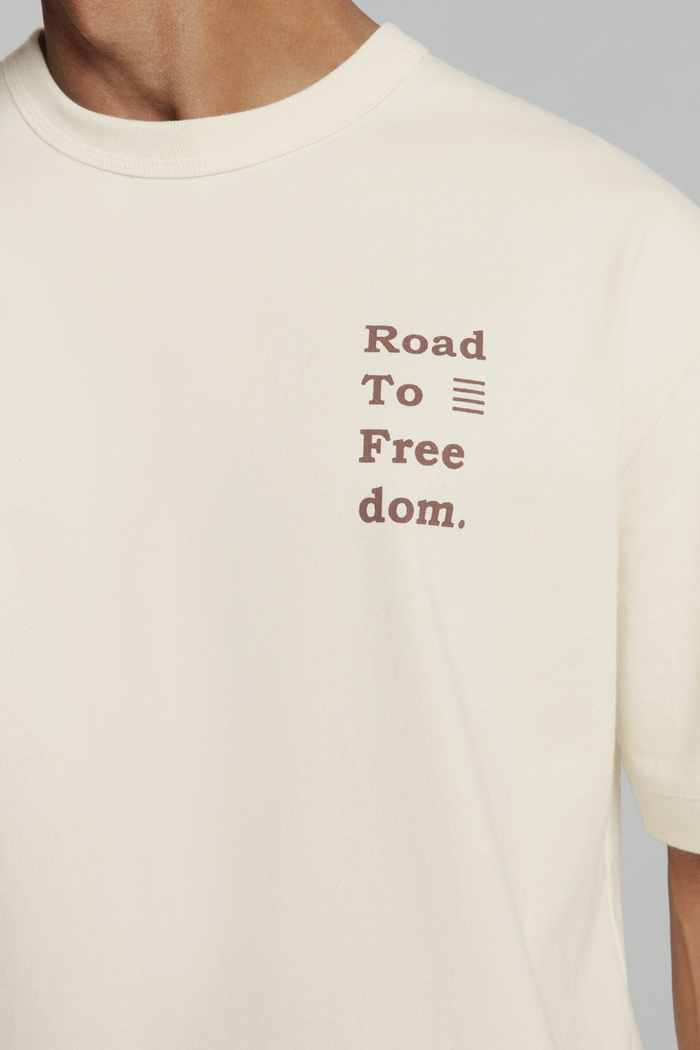 T-SHIRT CREWNECK MELANGE PLACED PRINT OFFWHITE 7