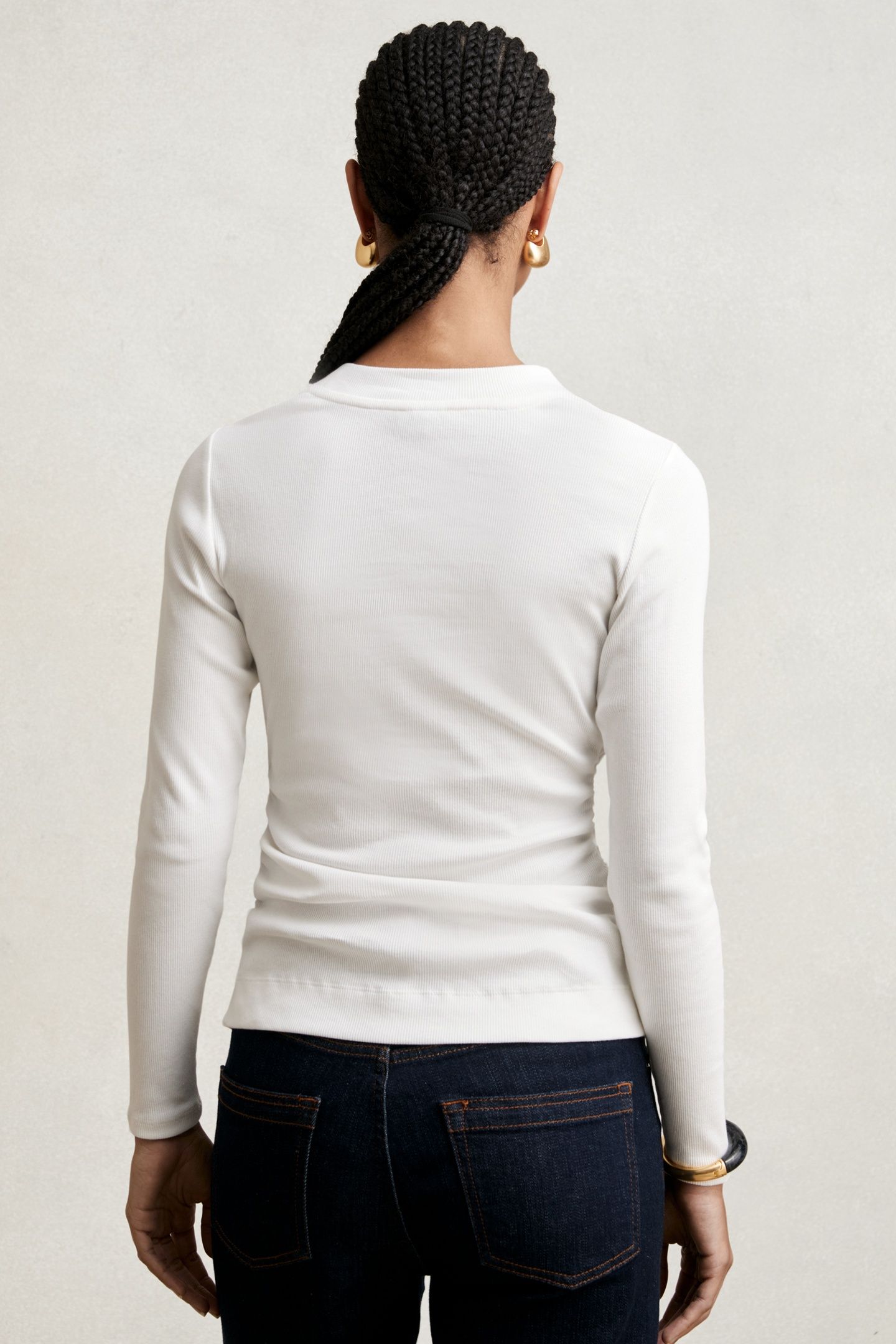 RIBBED LONG SLEEVE T-SHIRT WHITE 2